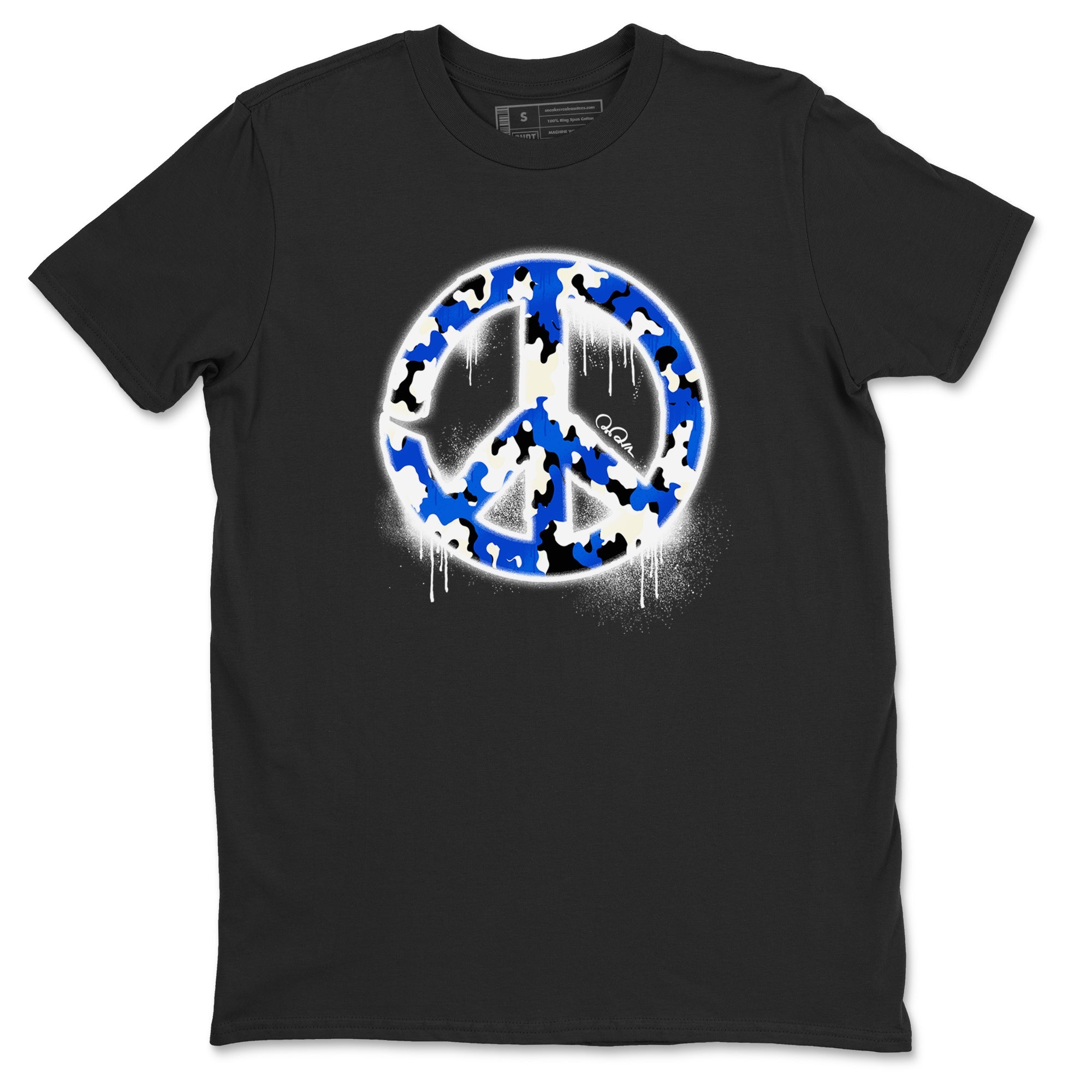 AJ1 Game Royal shirt to match jordans Peace Sign sneaker tees Air Jordan 1 Game Royal Drip Gear Zone unisex cotton Black 2 crew neck shirt