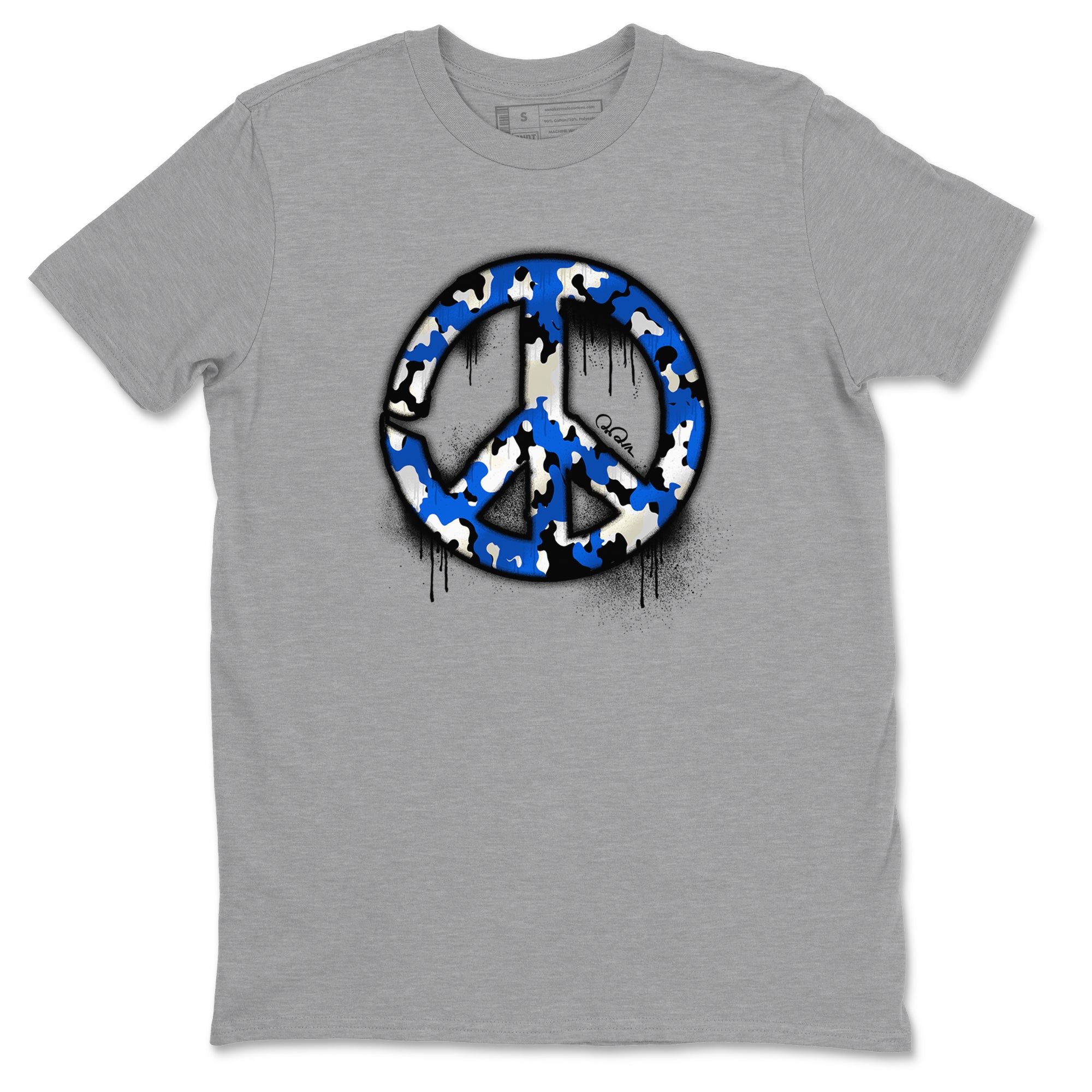 AJ1 Game Royal shirt to match jordans Peace Sign sneaker tees Air Jordan 1 Game Royal Drip Gear Zone unisex cotton Heather Grey 2 crew neck shirt