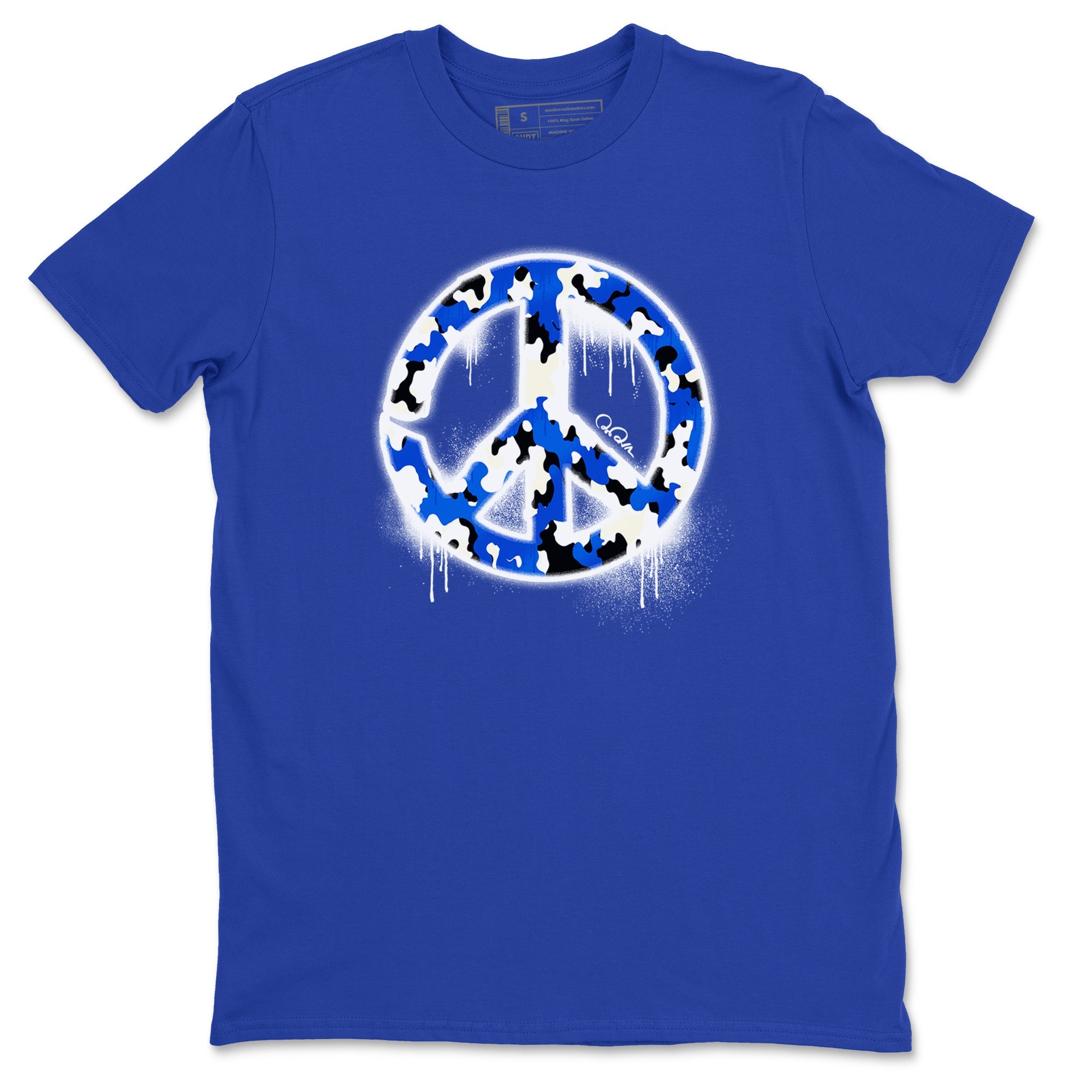 AJ1 Game Royal shirt to match jordans Peace Sign sneaker tees Air Jordan 1 Game Royal Drip Gear Zone unisex cotton Royal Blue 2 crew neck shirt