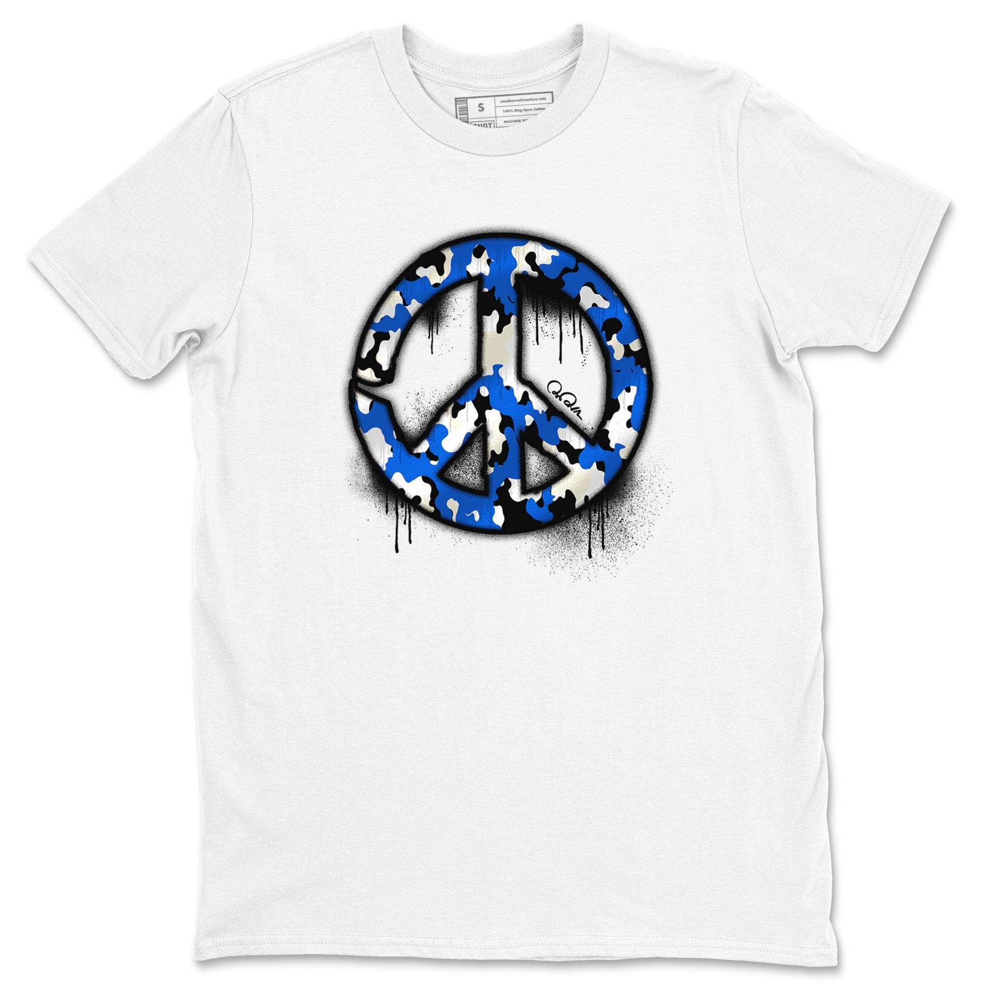 AJ1 Game Royal shirt to match jordans Peace Sign sneaker tees Air Jordan 1 Game Royal Drip Gear Zone unisex cotton White 2 crew neck shirt