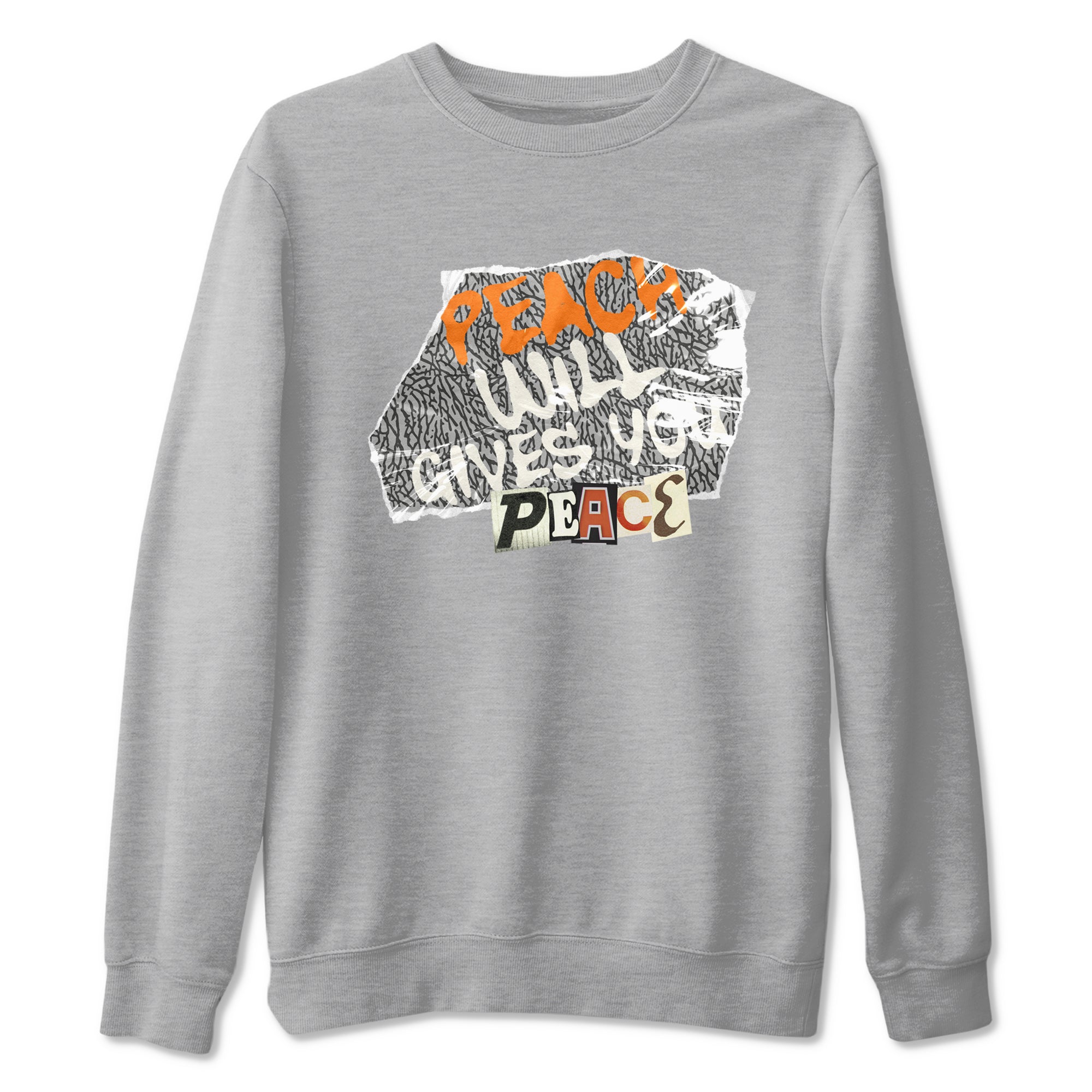3s Georgia Peach shirt to match jordans Peach Will Gives You Peace sneaker tees Air Jordan 3 Georgia Peach Drip Gear Zone unisex cotton Heather Grey 2 crew neck shirt