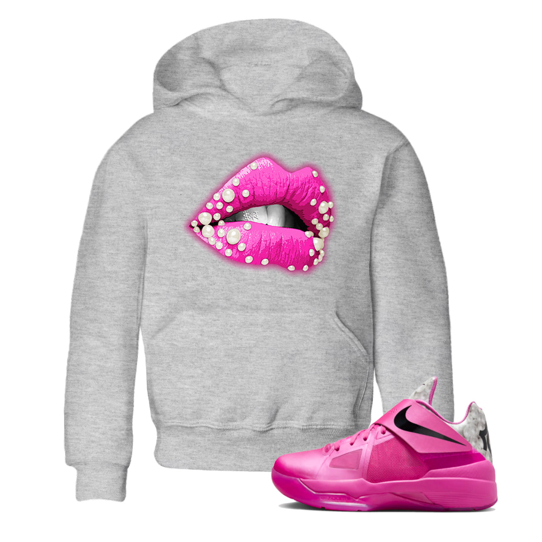 Nike KD 4 Retro Aunt Pearl shirts to match jordans Pearl Lips sneaker match tees Nike KD 4 Aunt Pearl match shoes to clothes Drip Gear Zone Youth Baby Heather Grey 1 tee