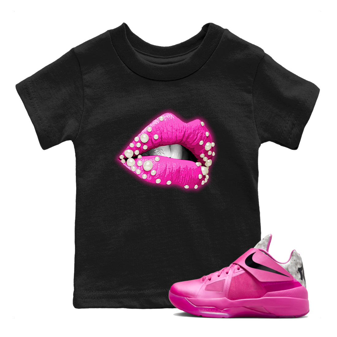 Nike KD 4 Retro Aunt Pearl shirts to match jordans Pearl Lips sneaker match tees Nike KD 4 Aunt Pearl match shoes to clothes Drip Gear Zone Youth Baby Black 1 tee