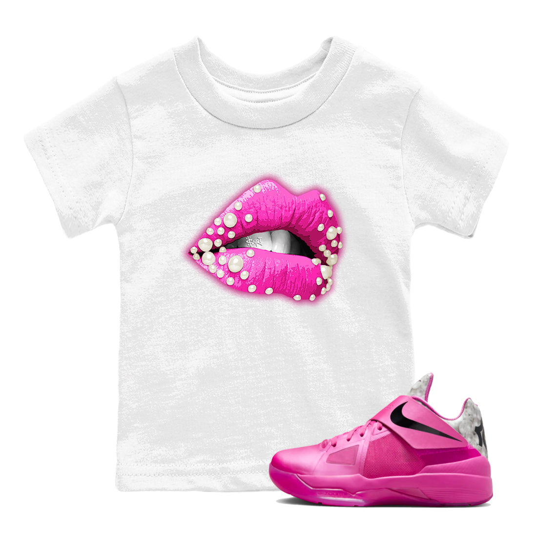Nike KD 4 Retro Aunt Pearl shirts to match jordans Pearl Lips sneaker match tees Nike KD 4 Aunt Pearl match shoes to clothes Drip Gear Zone Youth Baby White 1 tee