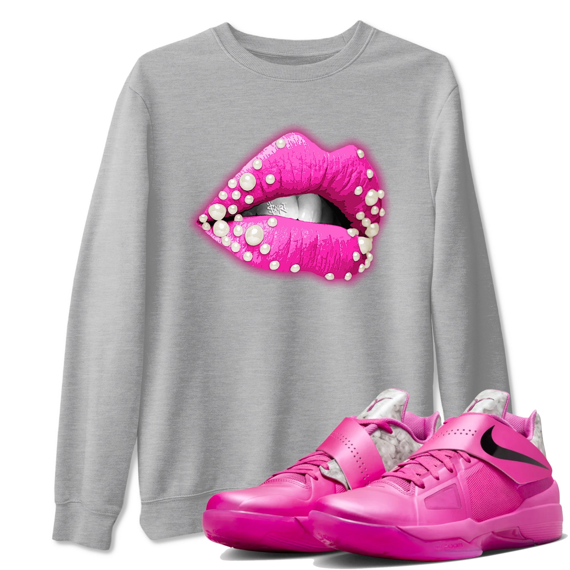 Nike KD 4 Retro Aunt Pearl shirts to match jordans Pearl Lips sneaker match tees Nike KD 4 Aunt Pearl match shoes to clothes Drip Gear Zone unisex cotton Heather Grey 1 shirts