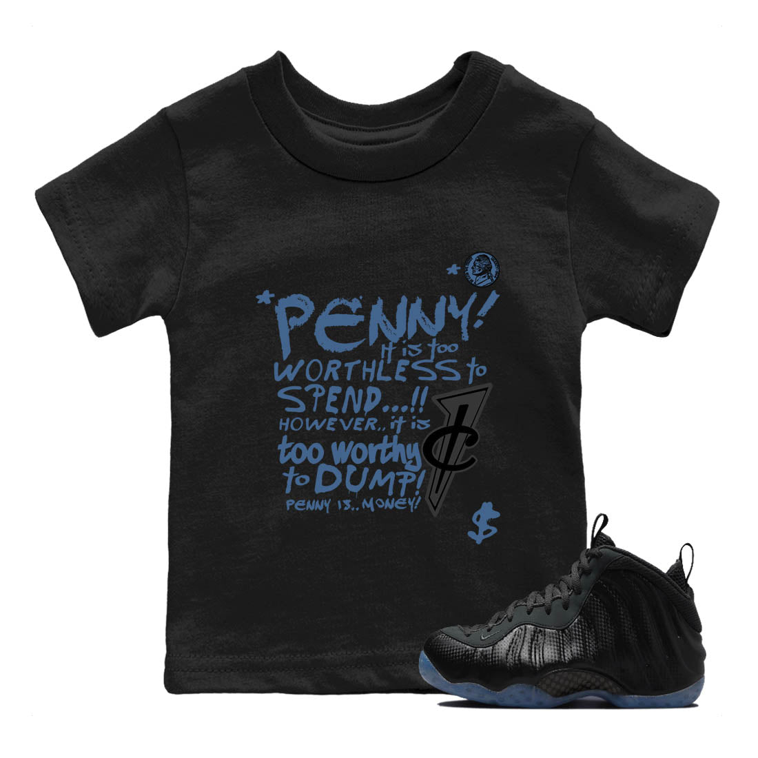 Sneaker Threads  Sneaker Tees To Match Air Foamposite One Carbon Fiber  Penny Is Youth Graphic Tee Black 1. Perfect for Jordan releases 2025 colorways.