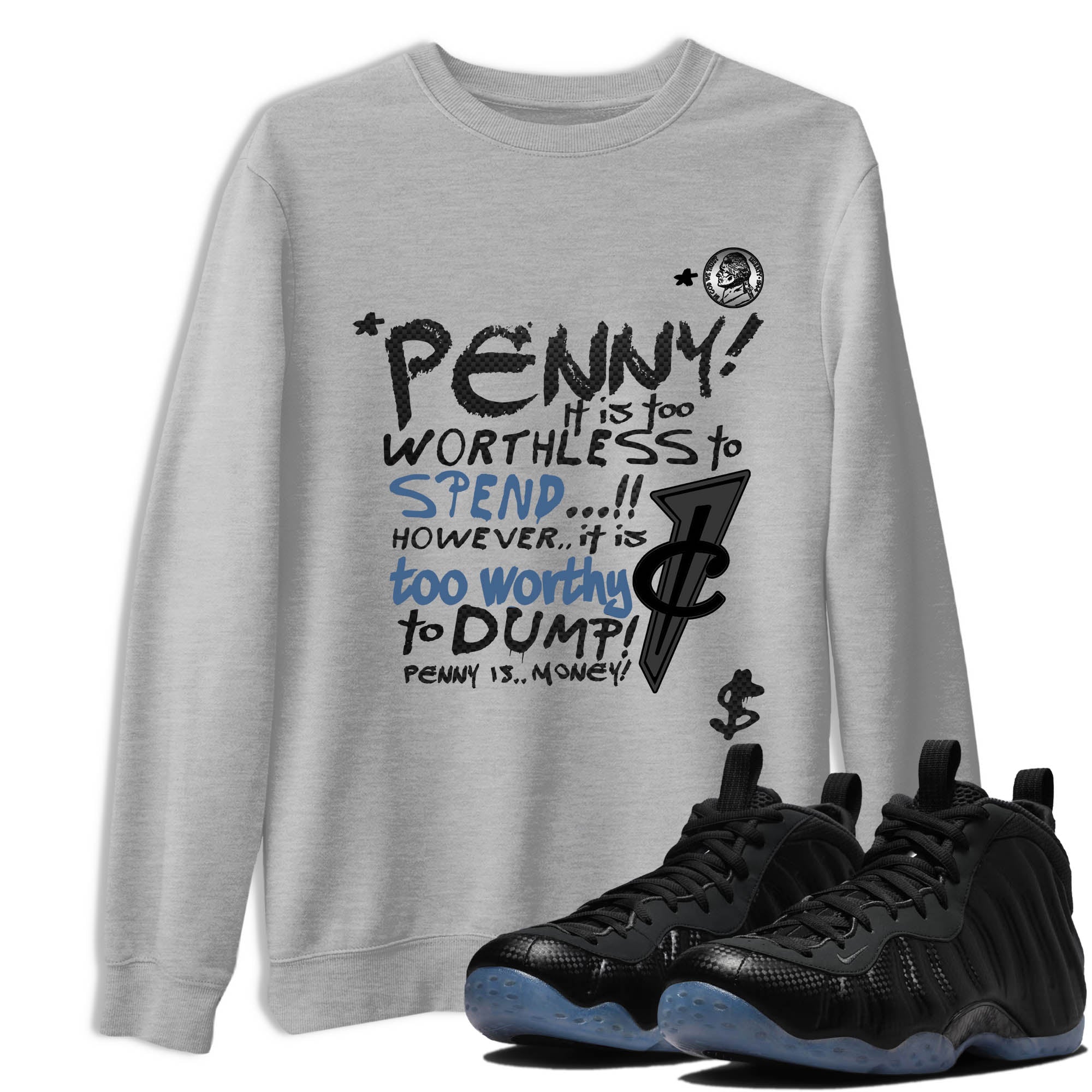 Sneaker Threads  Sneaker Tees To Match Air Foamposite One Carbon Fiber  Penny Is Graphic Tee Heather Grey 1. Perfect for Jordan releases 2025 colorways.