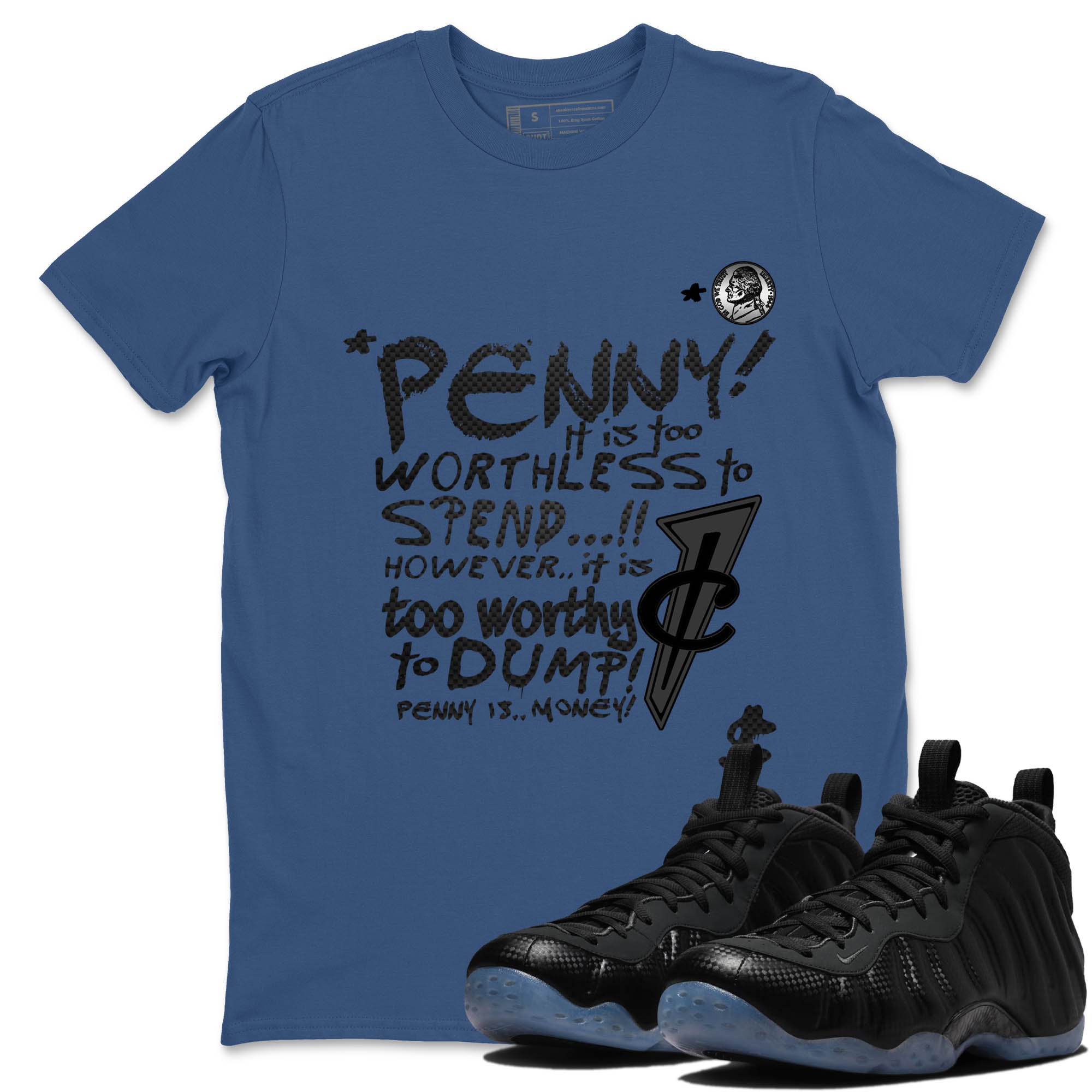 Sneaker Threads  Sneaker Tees To Match Air Foamposite One Carbon Fiber  Penny Is Graphic Tee Denim Blue 1. Perfect for Jordan releases 2025 colorways.