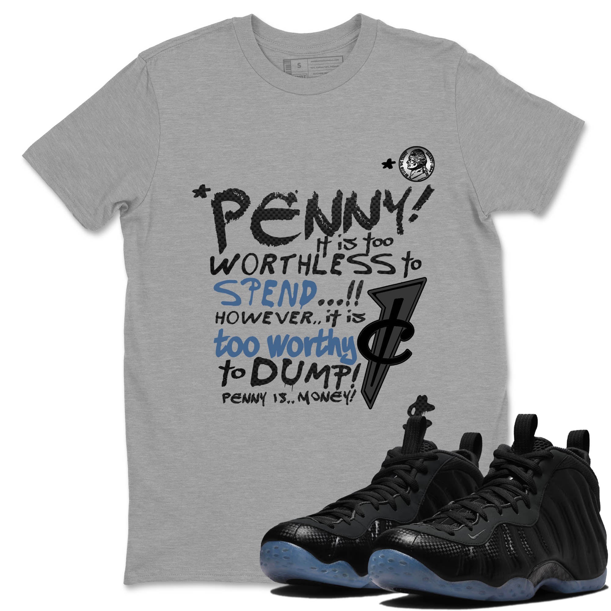Sneaker Threads  Sneaker Tees To Match Air Foamposite One Carbon Fiber  Penny Is Graphic Tee Heather Grey 1. Perfect for Jordan releases 2025 colorways.