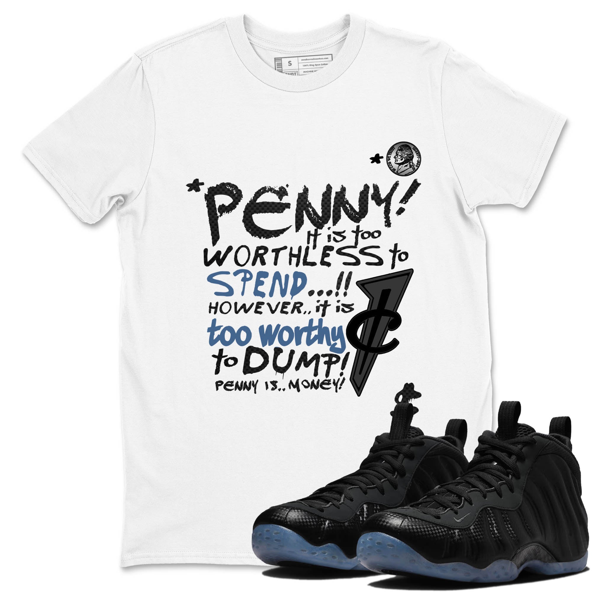 Sneaker Threads  Sneaker Tees To Match Air Foamposite One Carbon Fiber  Penny Is Graphic Tee White 1. Perfect for Jordan releases 2025 colorways.