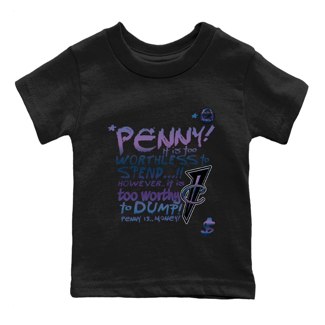 Foams One Galaxy shirts to match jordans Penny Is sneaker match tees Air Foamposite One Galaxy match shoes to clothes Drip Gear Zone Youth Baby Black 2 tee