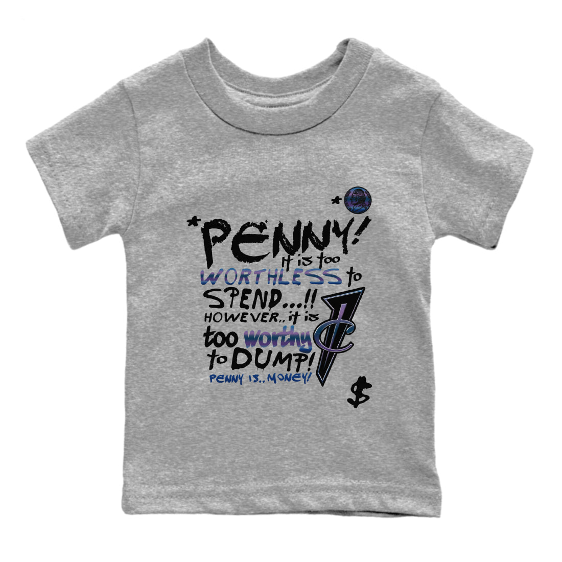 Foams One Galaxy shirts to match jordans Penny Is sneaker match tees Air Foamposite One Galaxy match shoes to clothes Drip Gear Zone Youth Baby Heather Grey 2 tee