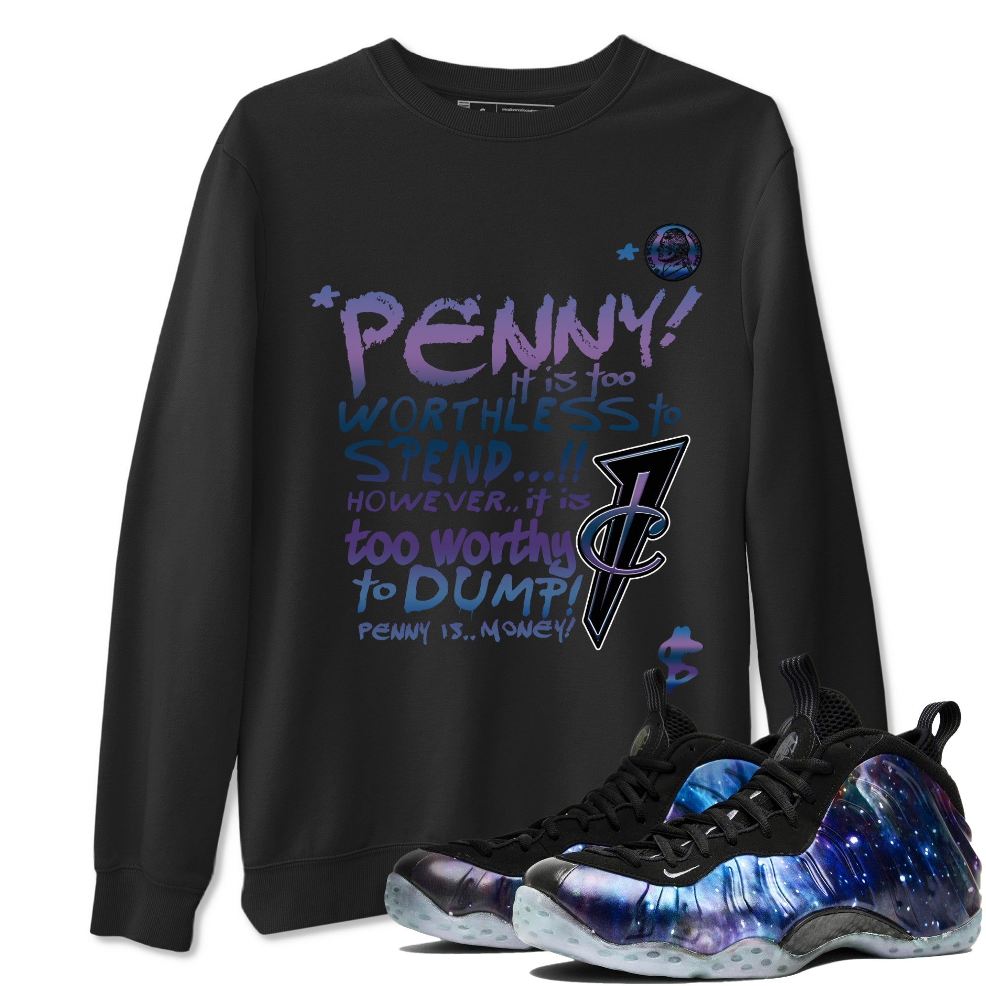 Foams One Galaxy shirts to match jordans Penny Is sneaker match tees Air Foamposite One Galaxy match shoes to clothes Drip Gear Zone unisex cotton Black 1 shirts