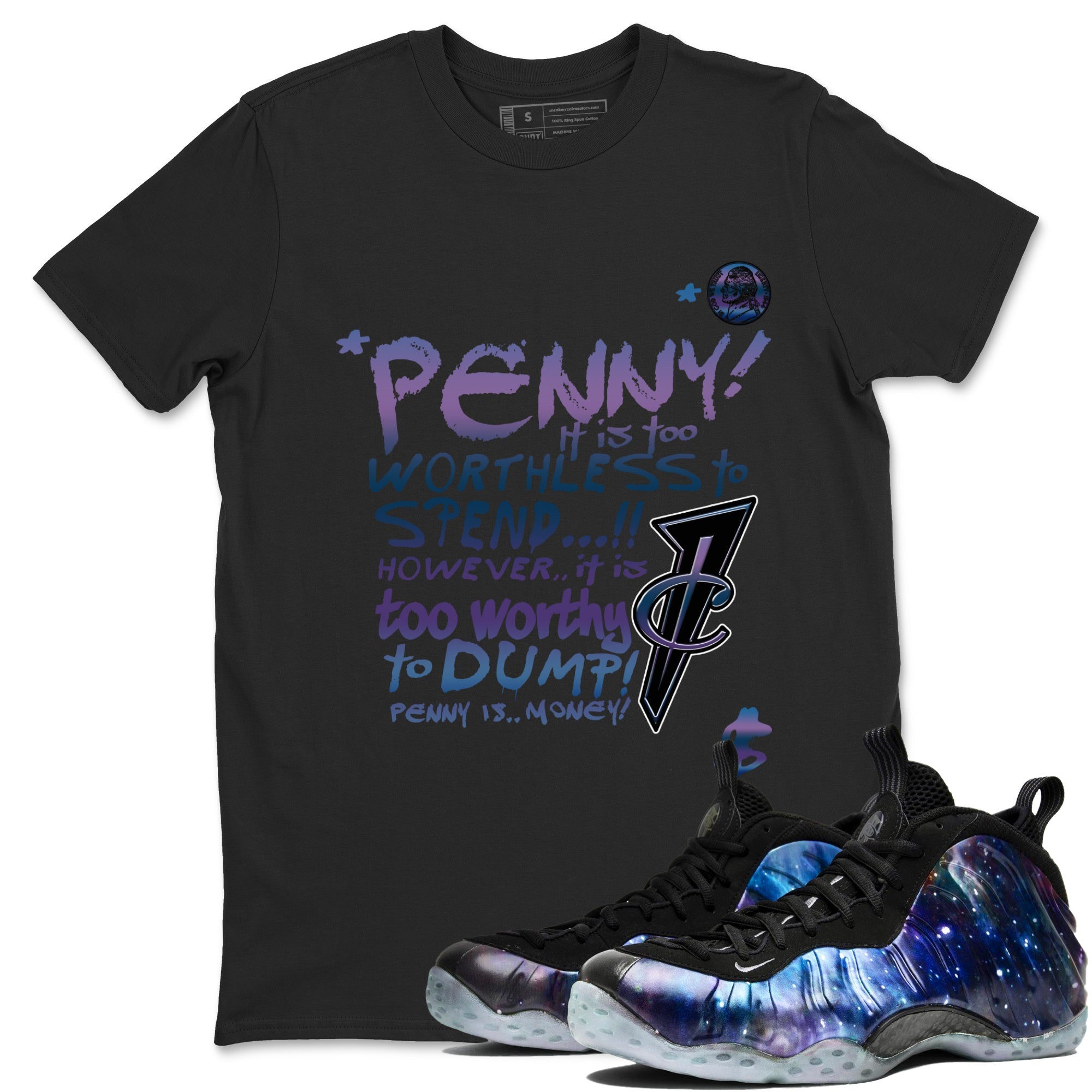 Foams One Galaxy shirts to match jordans Penny Is sneaker match tees Air Foamposite One Galaxy match shoes to clothes Drip Gear Zone unisex cotton Black 1 shirts