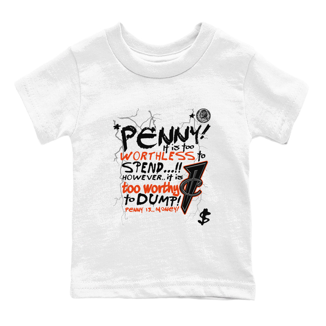 Foams One Jin shirts to match jordans Penny Is sneaker match tees Air Foamposite One Jin match shoes to clothes Drip Gear Zone Youth Baby White 2 tee