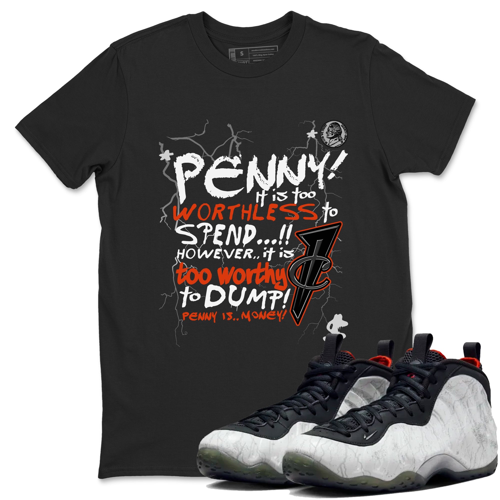 Foams One Jin shirts to match jordans Penny Is sneaker match tees Air Foamposite One Jin match shoes to clothes Drip Gear Zone unisex cotton Black 1 shirts
