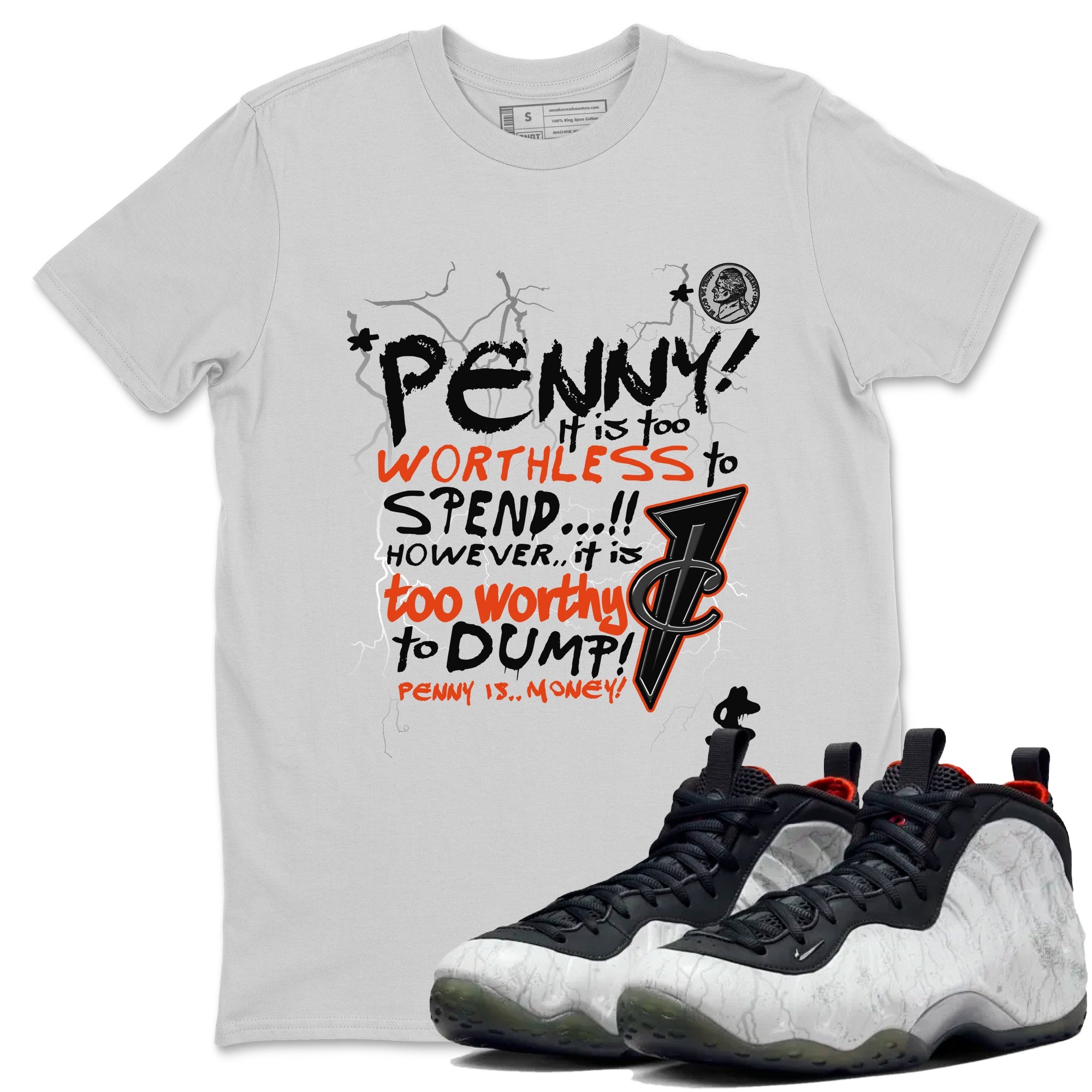 Foams One Jin shirts to match jordans Penny Is sneaker match tees Air Foamposite One Jin match shoes to clothes Drip Gear Zone unisex cotton Silver 1 shirts