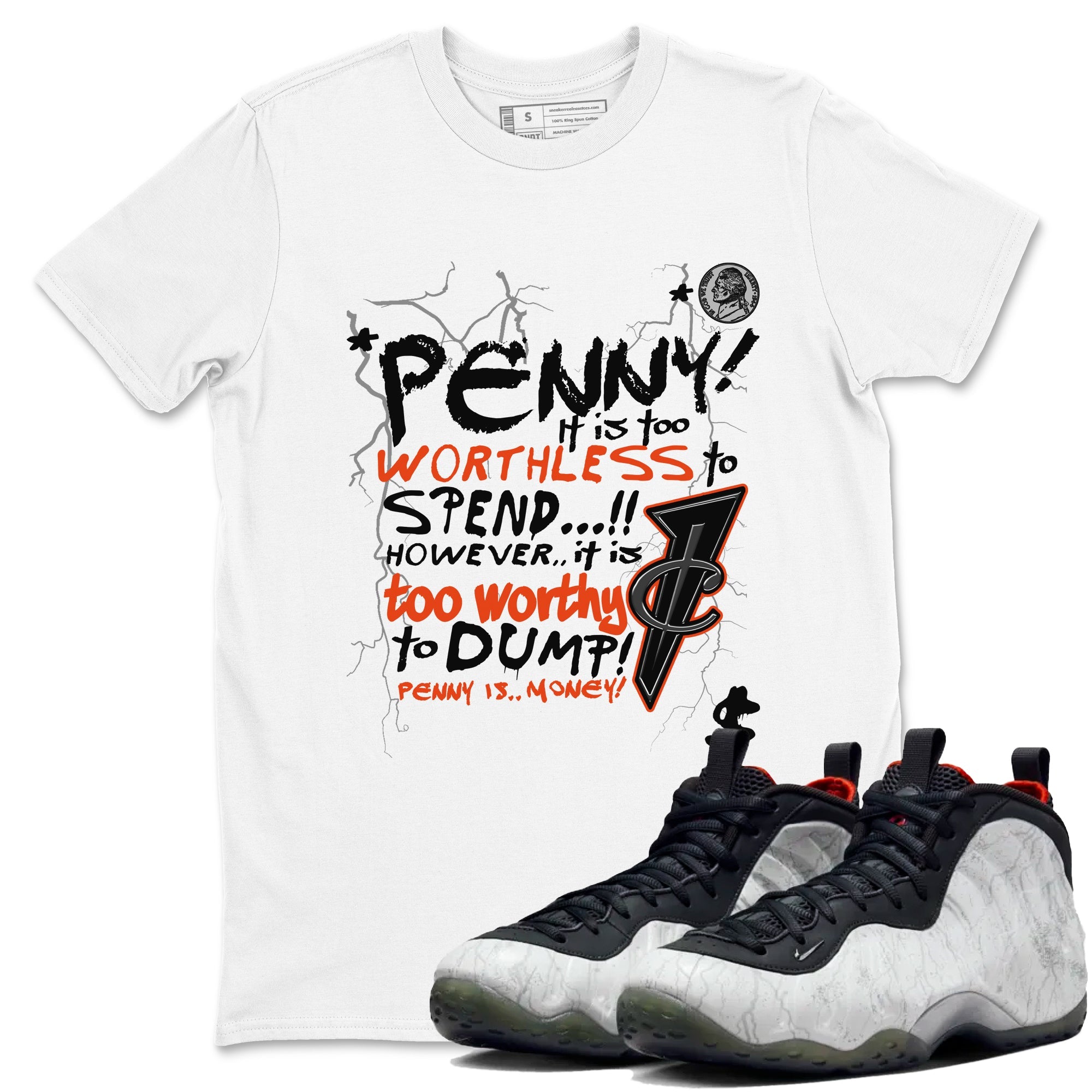 Foams One Jin shirts to match jordans Penny Is sneaker match tees Air Foamposite One Jin match shoes to clothes Drip Gear Zone unisex cotton White 1 shirts