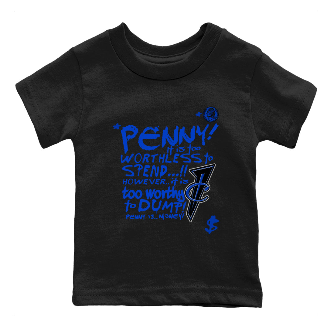 Foams One Royal shirts to match jordans Penny Is sneaker match tees Air Foamposite One Royal match shoes to clothes Drip Gear Zone Youth Baby Black 2 tee