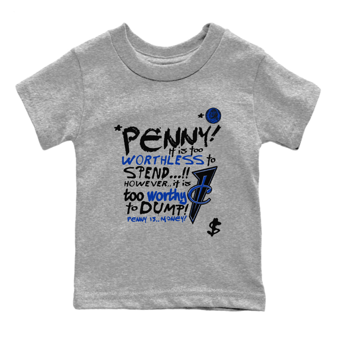 Foams One Royal shirts to match jordans Penny Is sneaker match tees Air Foamposite One Royal match shoes to clothes Drip Gear Zone Youth Baby Heather Grey 2 tee