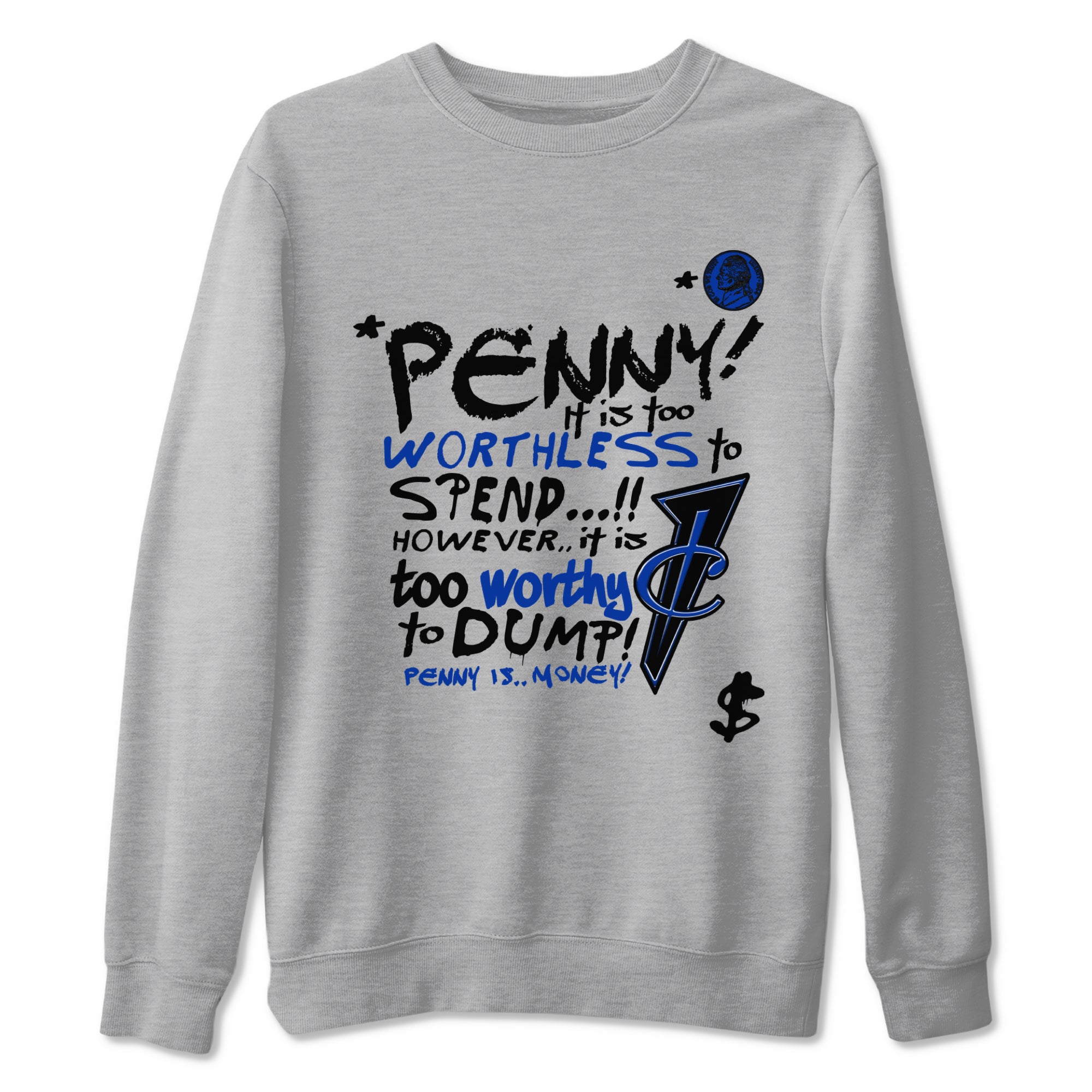 Foams One Royal shirts to match jordans Penny Is sneaker match tees Air Foamposite One Royal match shoes to clothes Drip Gear Zone unisex cotton Heather Grey 2 shirts