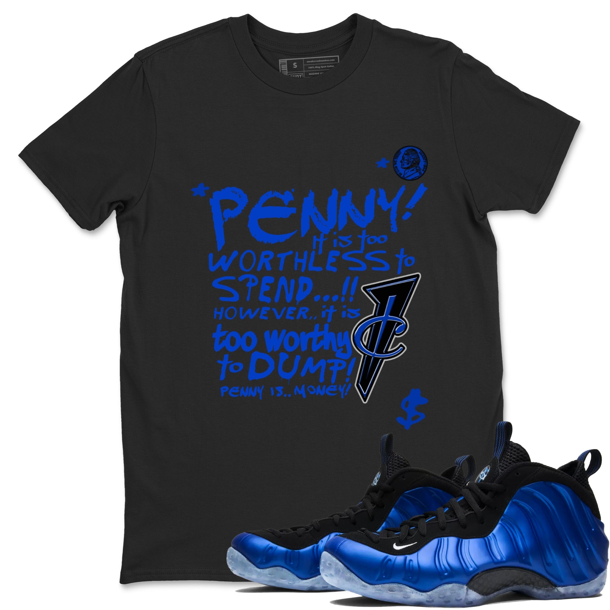 Foams One Royal shirts to match jordans Penny Is sneaker match tees Air Foamposite One Royal match shoes to clothes Drip Gear Zone unisex cotton Black 1 shirts