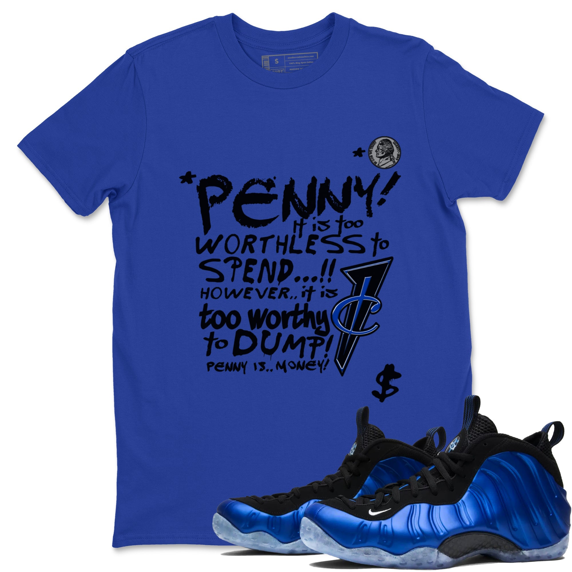 Foams One Royal shirts to match jordans Penny Is sneaker match tees Air Foamposite One Royal match shoes to clothes Drip Gear Zone unisex cotton Royal Blue 1 shirts