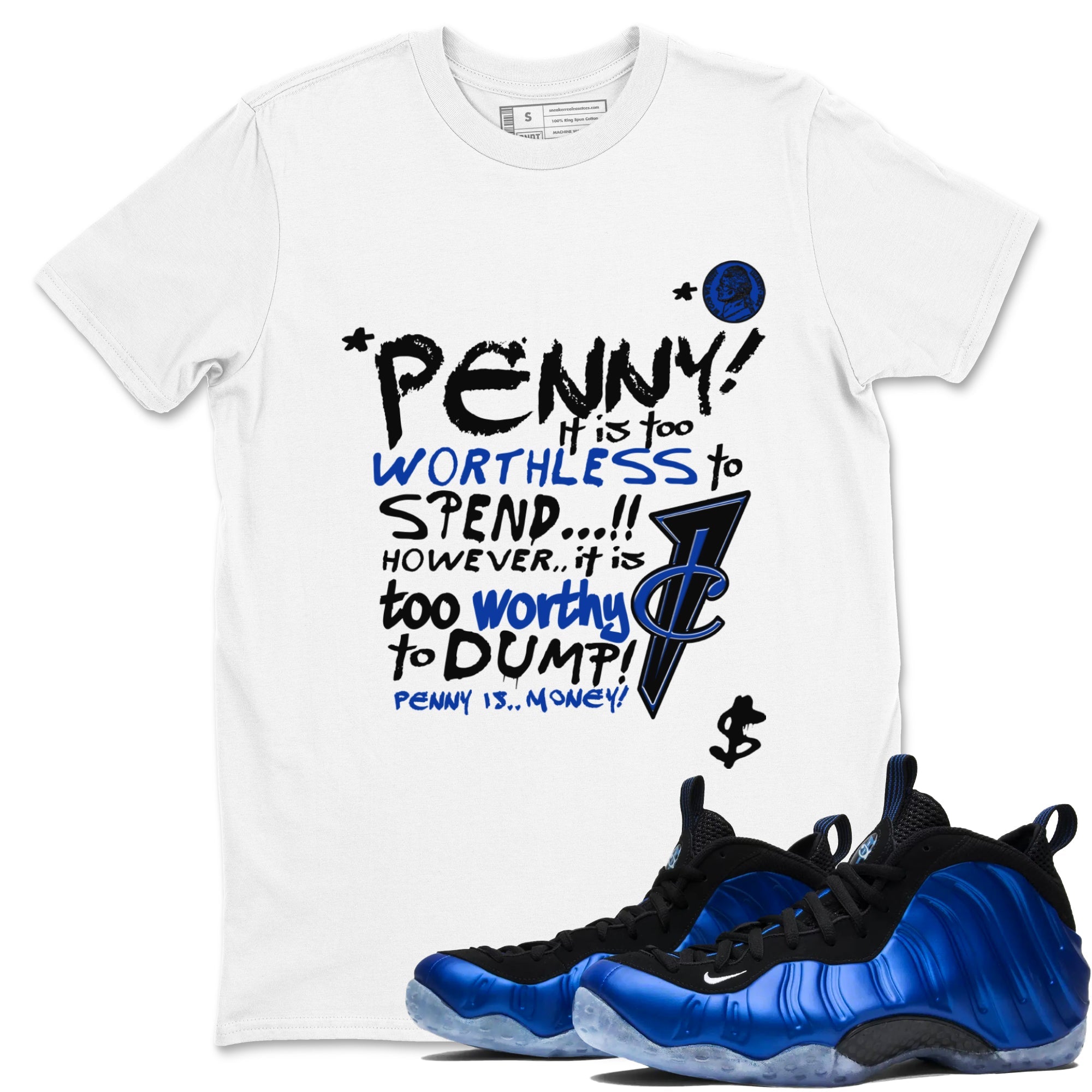 Foams One Royal shirts to match jordans Penny Is sneaker match tees Air Foamposite One Royal match shoes to clothes Drip Gear Zone unisex cotton White 1 shirts