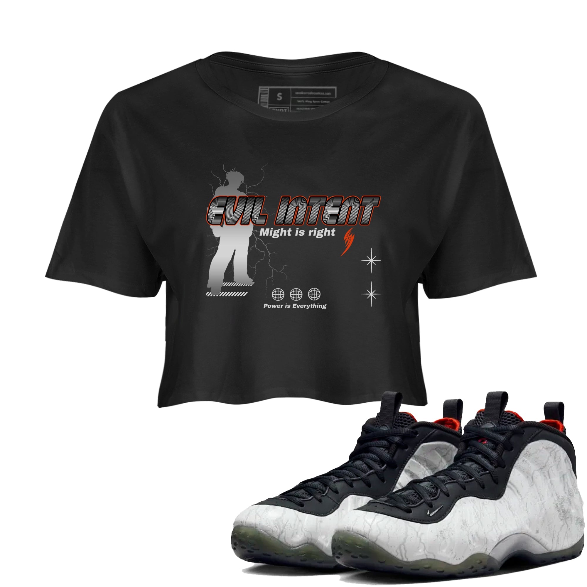 Foams One Jin shirts to match jordans Power Is Everything sneaker match tees Air Foamposite One Jin match shoes to clothes Drip Gear Zone unisex cotton Black 1 crop tee