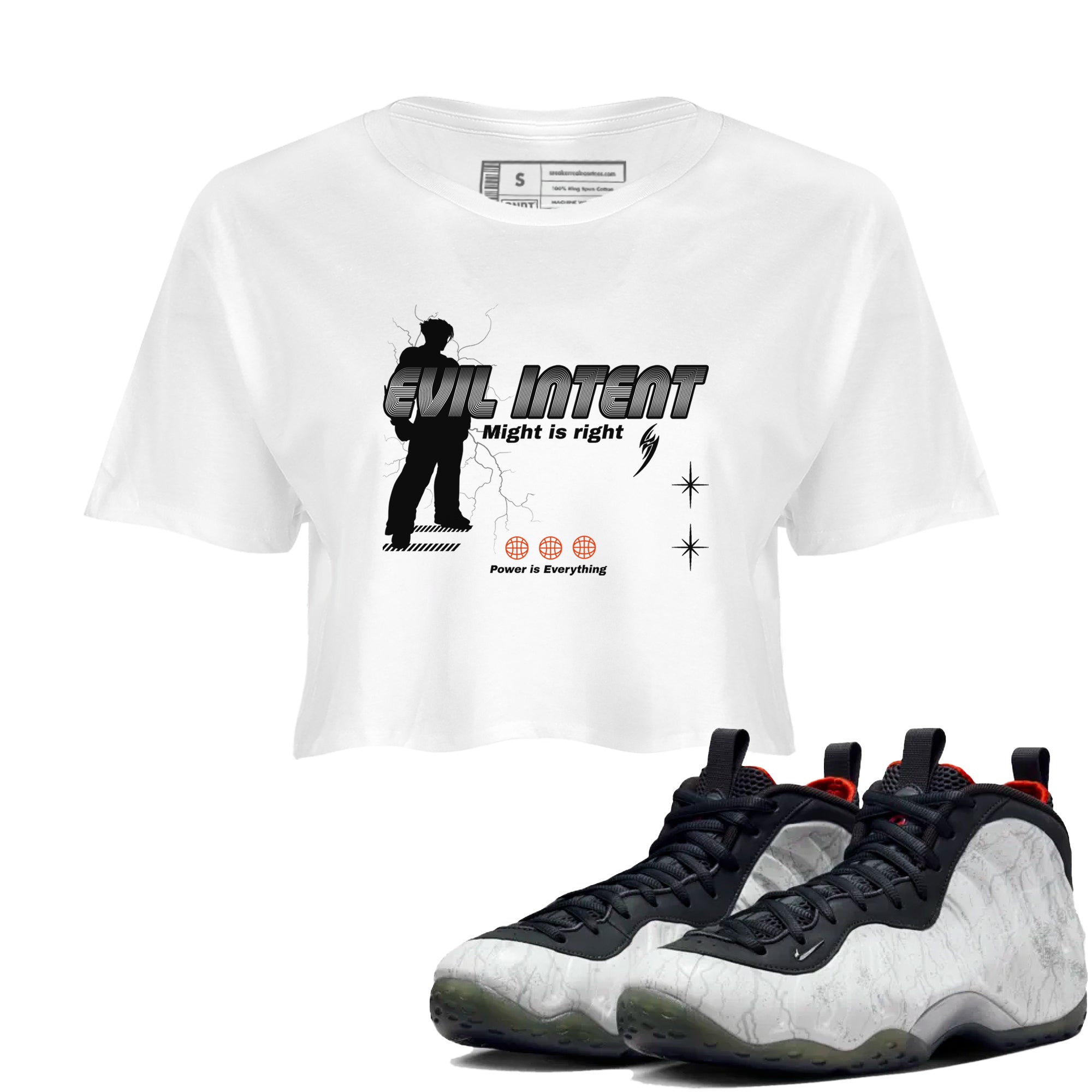 Foams One Jin shirts to match jordans Power Is Everything sneaker match tees Air Foamposite One Jin match shoes to clothes Drip Gear Zone unisex cotton White 1 crop tee