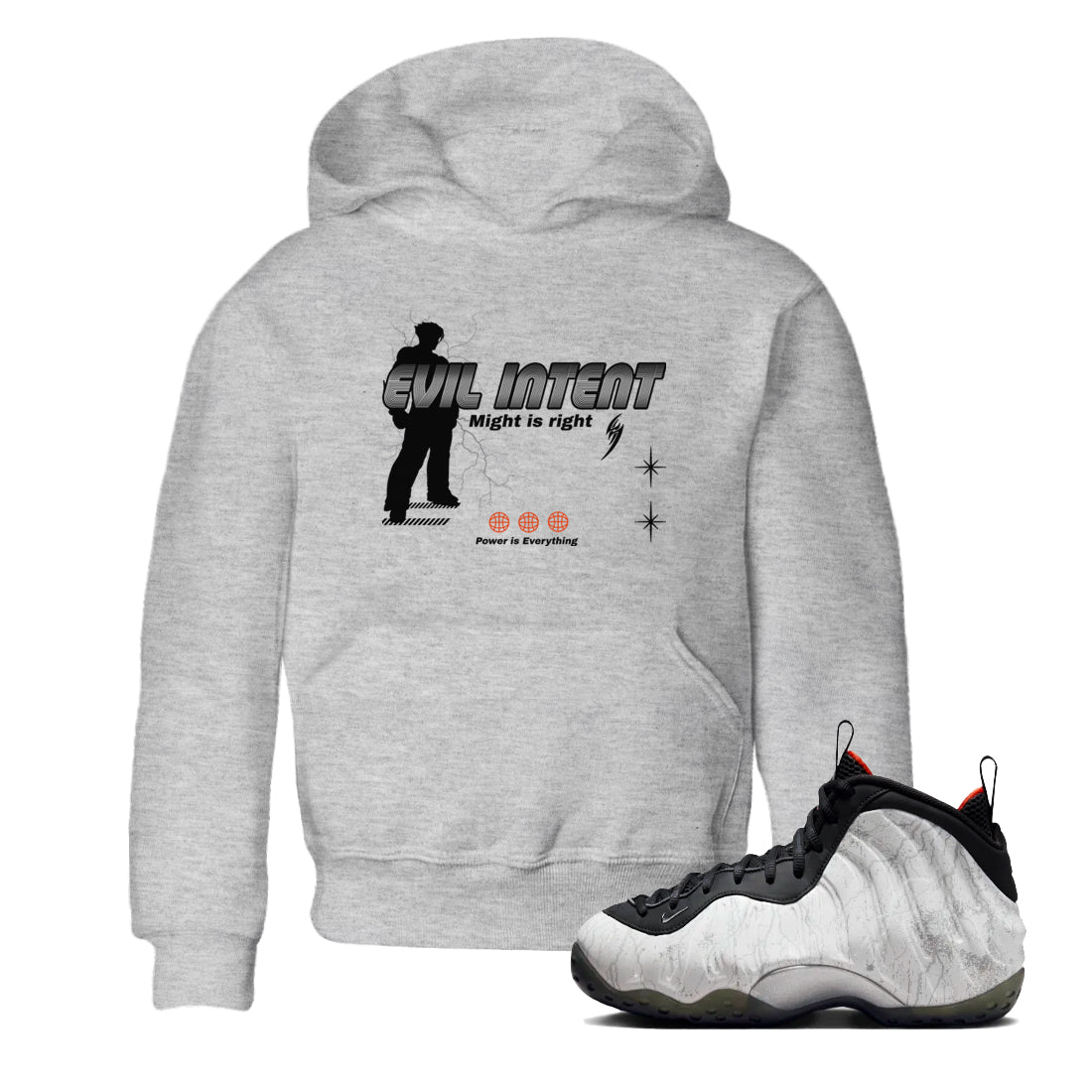 Foams One Jin shirts to match jordans Power Is Everything sneaker match tees Air Foamposite One Jin match shoes to clothes Drip Gear Zone Youth Baby Heather Grey 1 tee