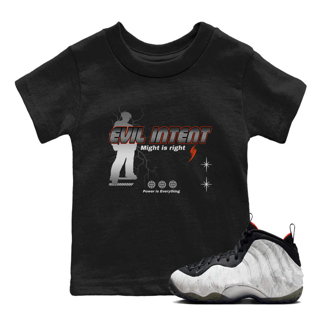 Foams One Jin shirts to match jordans Power Is Everything sneaker match tees Air Foamposite One Jin match shoes to clothes Drip Gear Zone Youth Baby Black 1 tee
