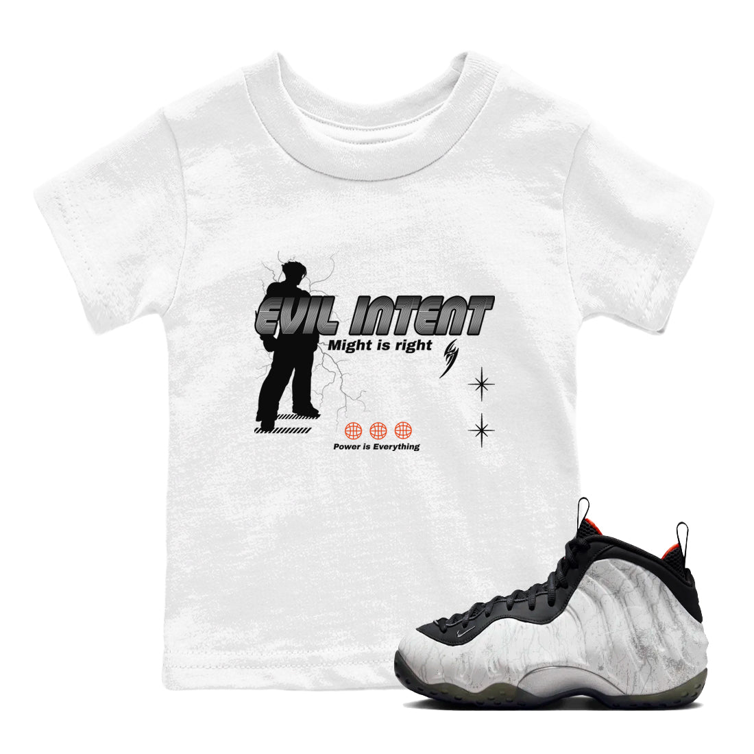 Foams One Jin shirts to match jordans Power Is Everything sneaker match tees Air Foamposite One Jin match shoes to clothes Drip Gear Zone Youth Baby White 1 tee