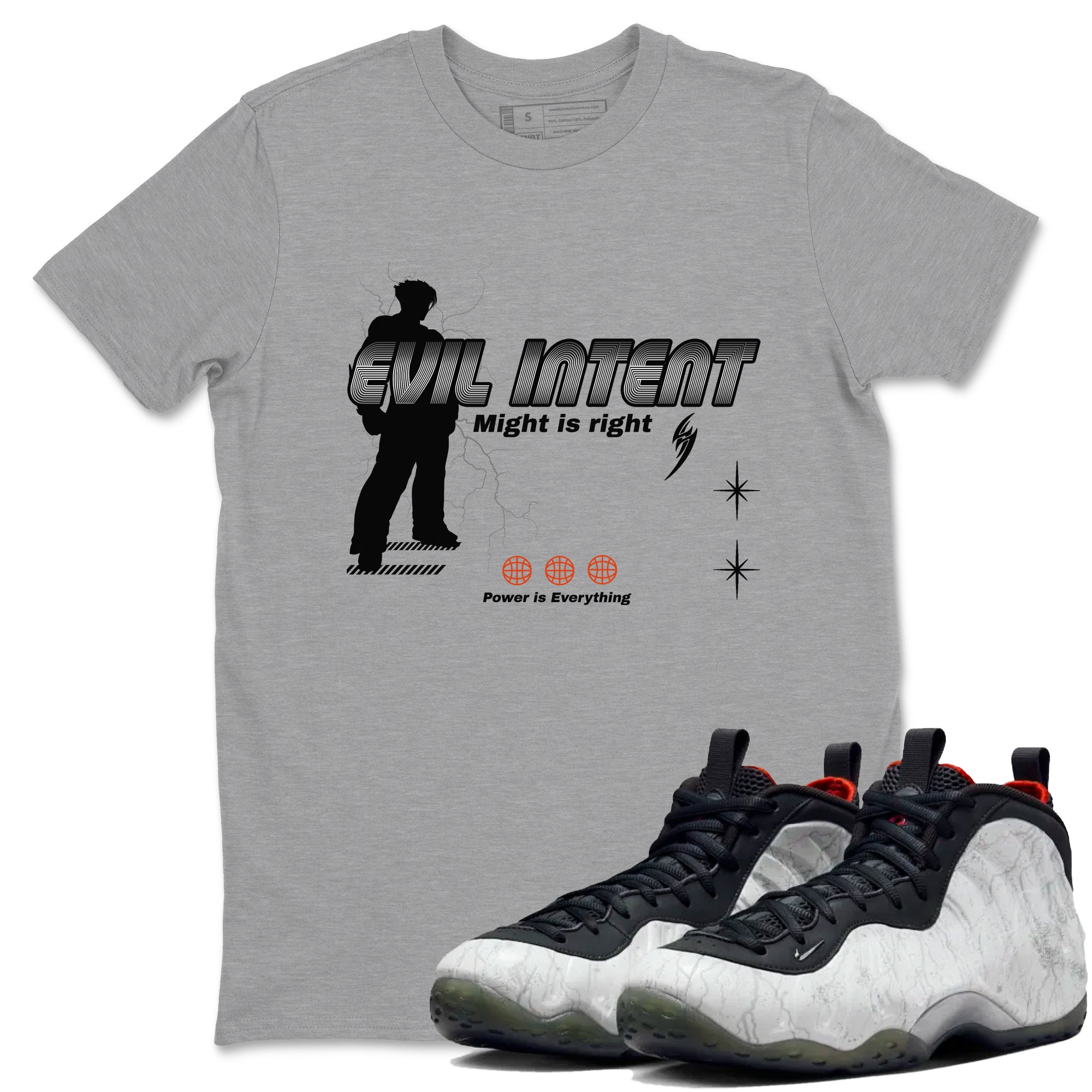 Foams One Jin shirts to match jordans Power Is Everything sneaker match tees Air Foamposite One Jin match shoes to clothes Drip Gear Zone unisex cotton Heather Grey 1 shirts