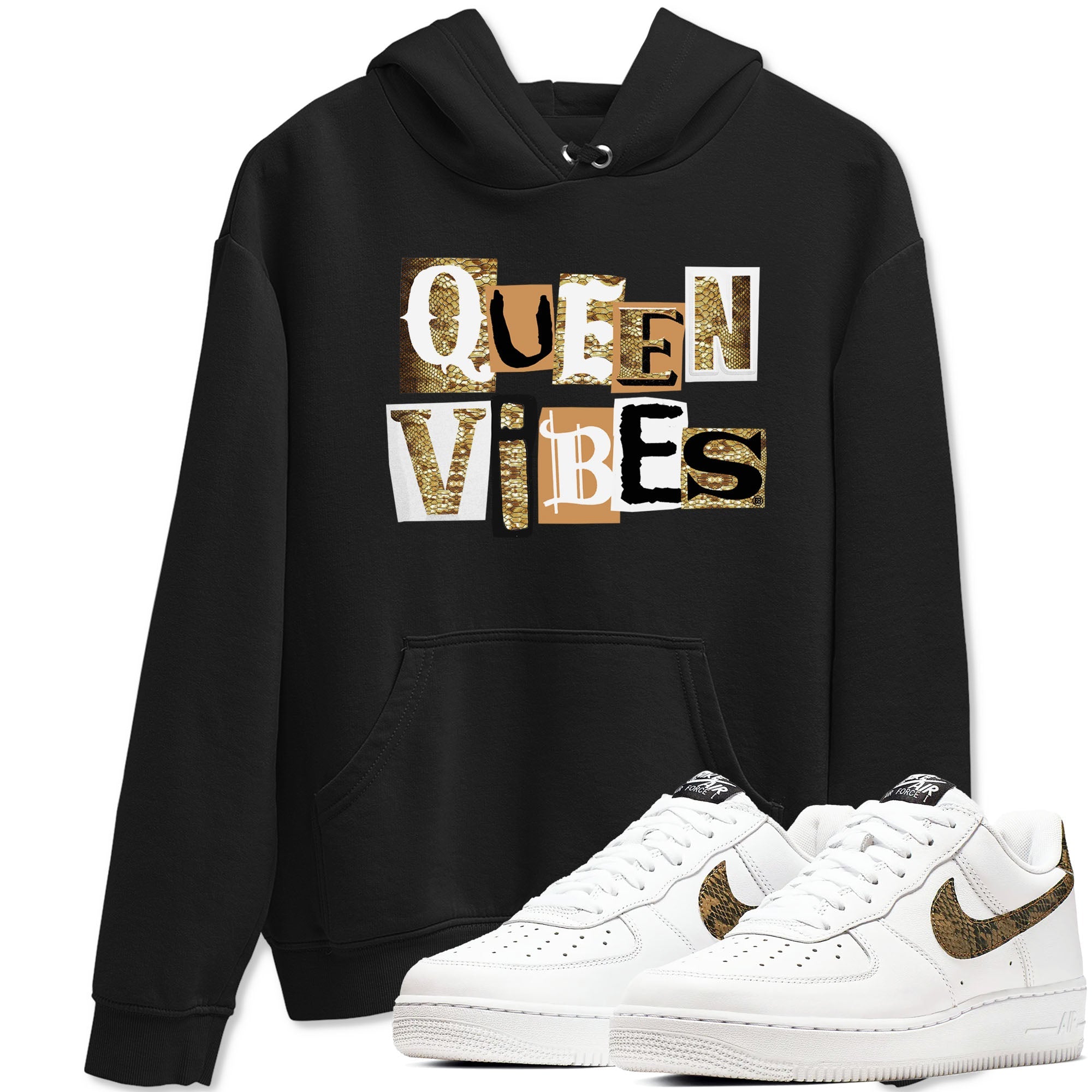 Air Force 1 Ivory Snake shirt to match jordans Queen Vibes sneaker tees Air Force 1 Ivory Snake Drip Gear Zone unisex cotton Black 1 crew neck shirt