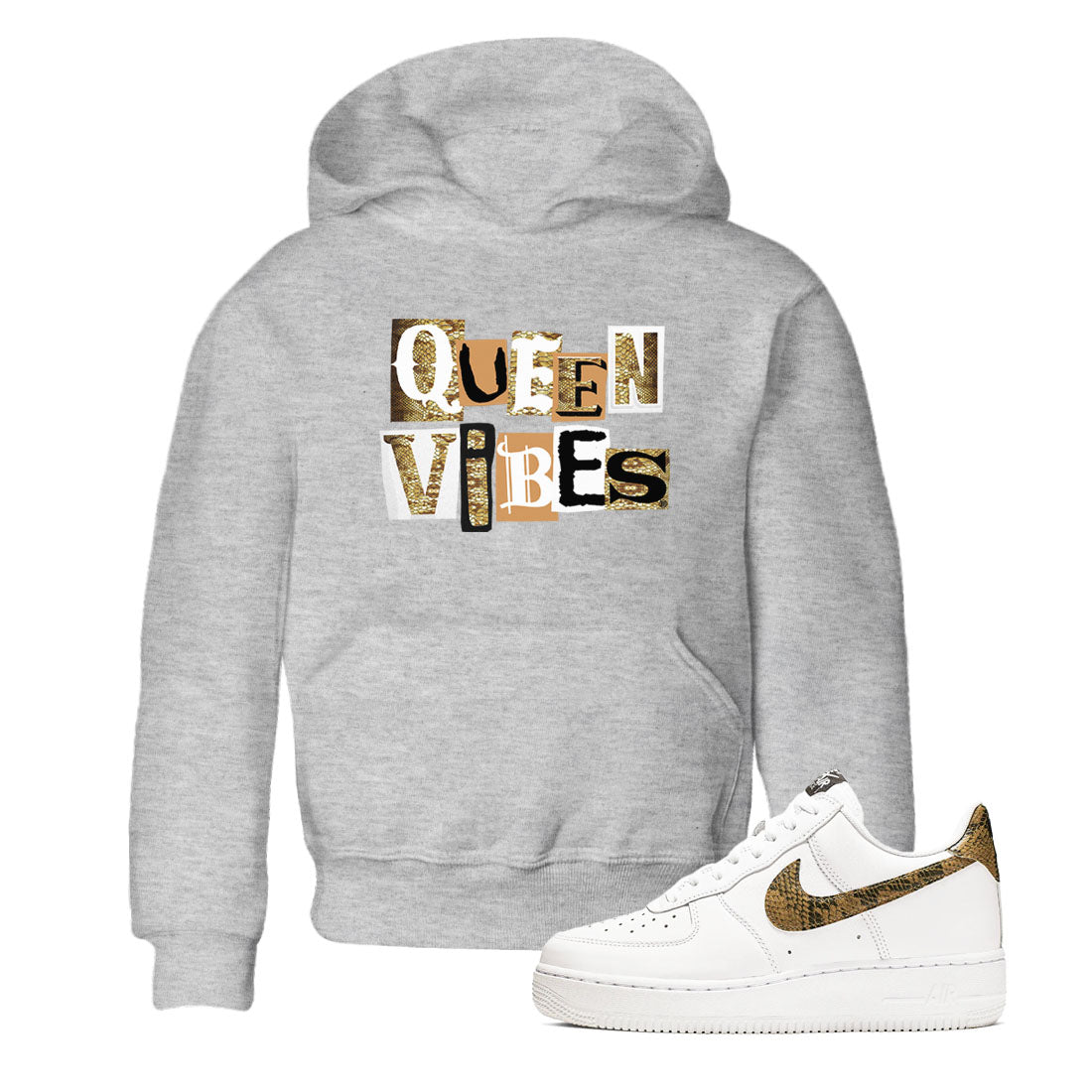 Air Force 1 Ivory Snake shirt to match jordans Queen Vibes sneaker tees Air Force 1 Ivory Snake Drip Gear Zone baby toddler Heather Grey 1 cotton Shirt