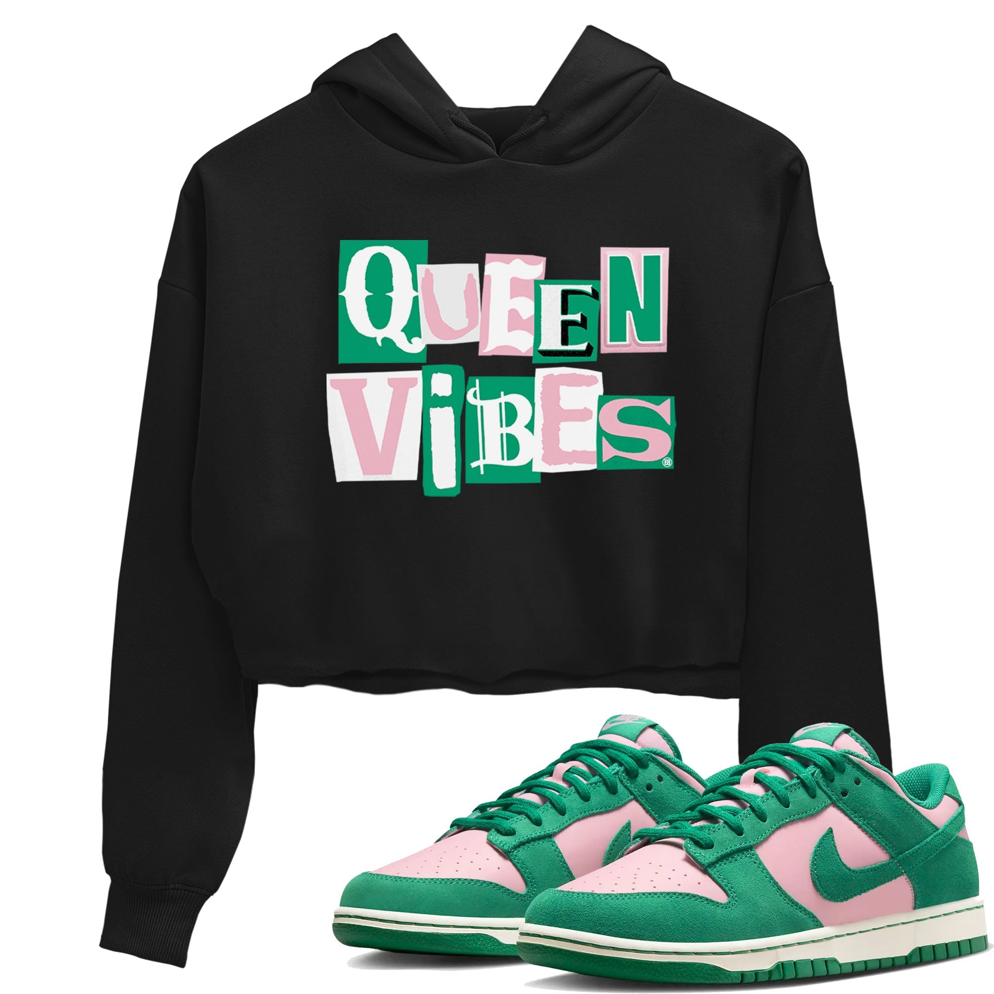 Dunk Low Medium Soft Pink Malachite shirt to match jordans Queen Vibes sneaker tees Dunks Medium Soft Pink Malachite Streetwear Brand Streetwear Brand Drip Gear Zone Black 1 crop length shirt