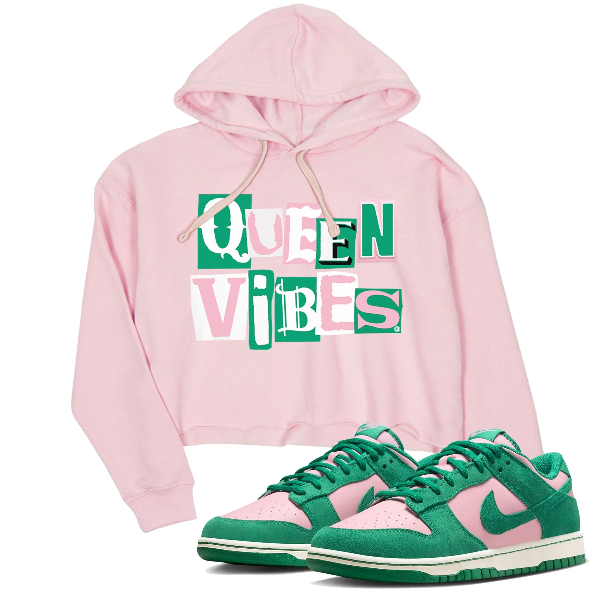 Dunk Low Medium Soft Pink Malachite shirt to match jordans Queen Vibes sneaker tees Dunks Medium Soft Pink Malachite Streetwear Brand Drip Gear Zone Pink 1 crop length shirt