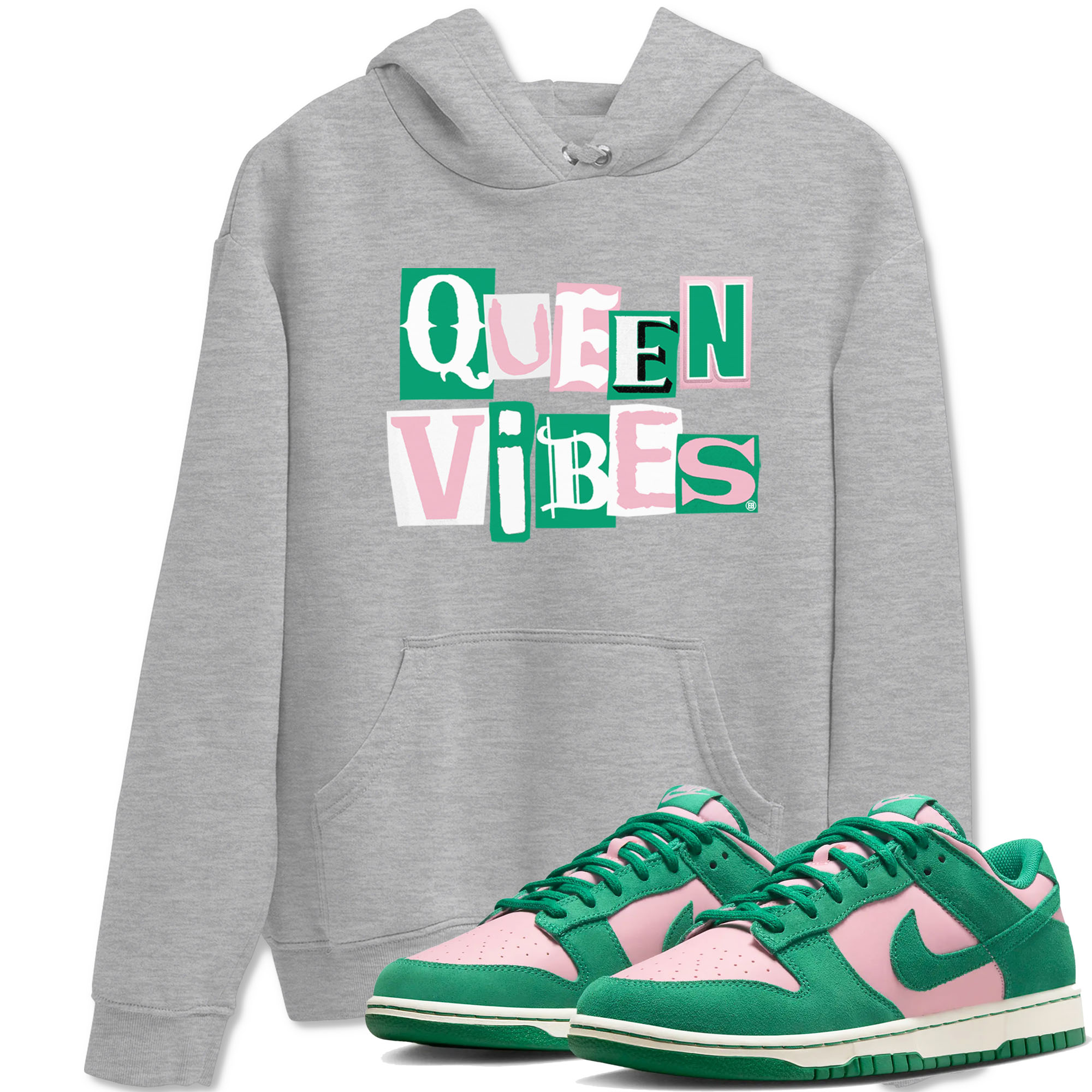 Dunk Low Medium Soft Pink Malachite shirt to match jordans Queen Vibes sneaker tees Dunks Medium Soft Pink Malachite Streetwear Brand Drip Gear Zone unisex cotton Heather Grey 1 crew neck shirt
