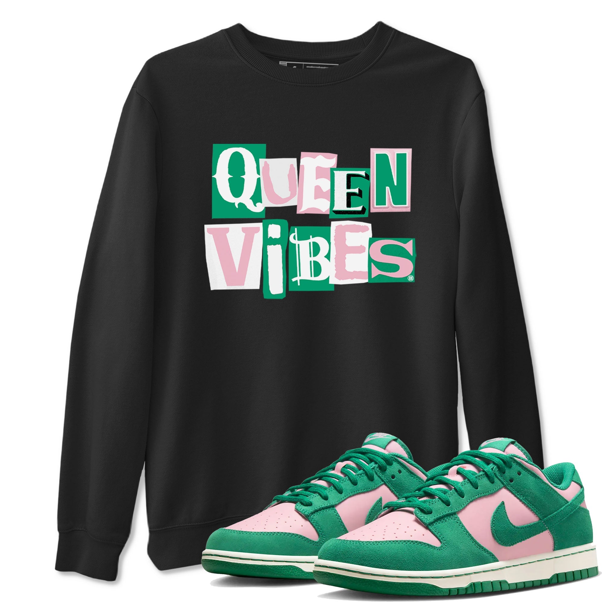 Dunk Low Medium Soft Pink Malachite shirt to match jordans Queen Vibes sneaker tees Dunks Medium Soft Pink Malachite Streetwear Brand Drip Gear Zone unisex cotton Black 1 crew neck shirt