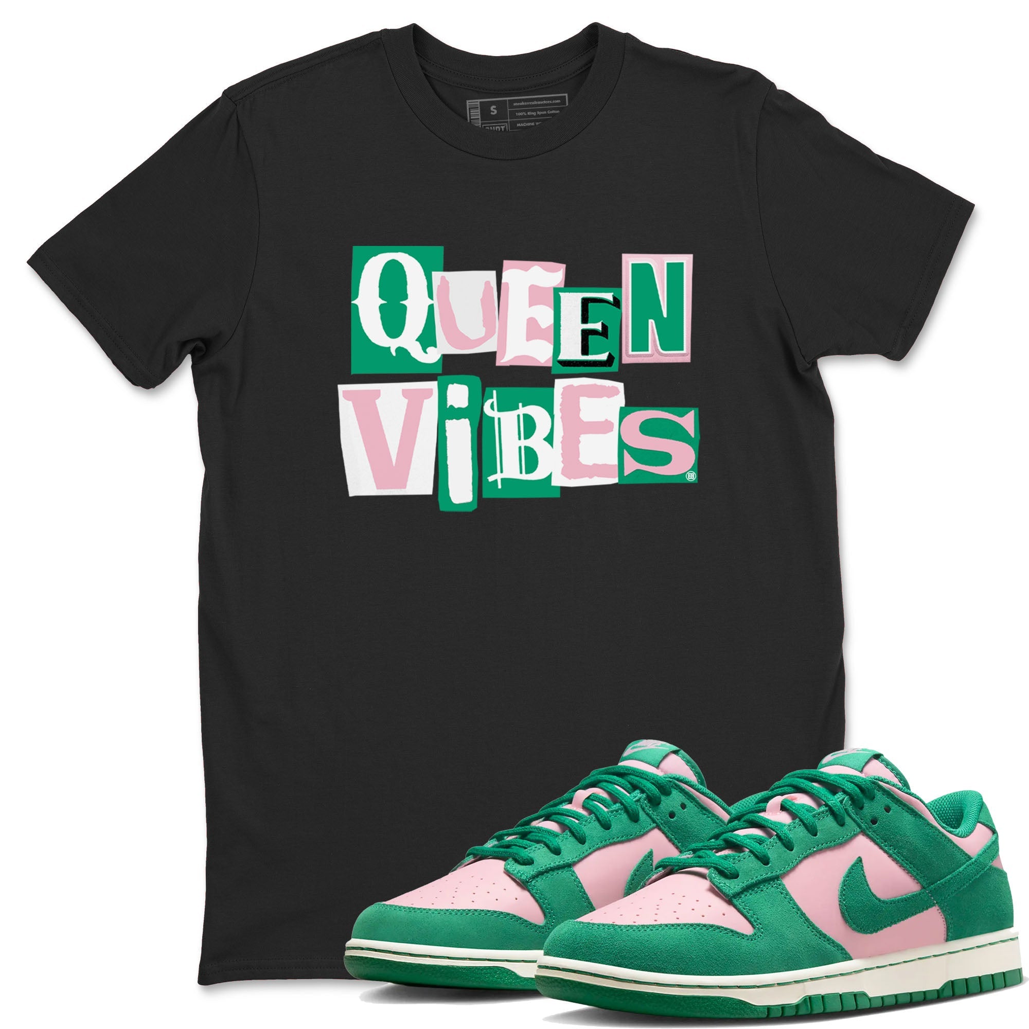 Dunk Low Medium Soft Pink Malachite shirt to match jordans Queen Vibes sneaker tees Dunks Medium Soft Pink Malachite Streetwear Brand Drip Gear Zone unisex cotton Black 1 crew neck shirt