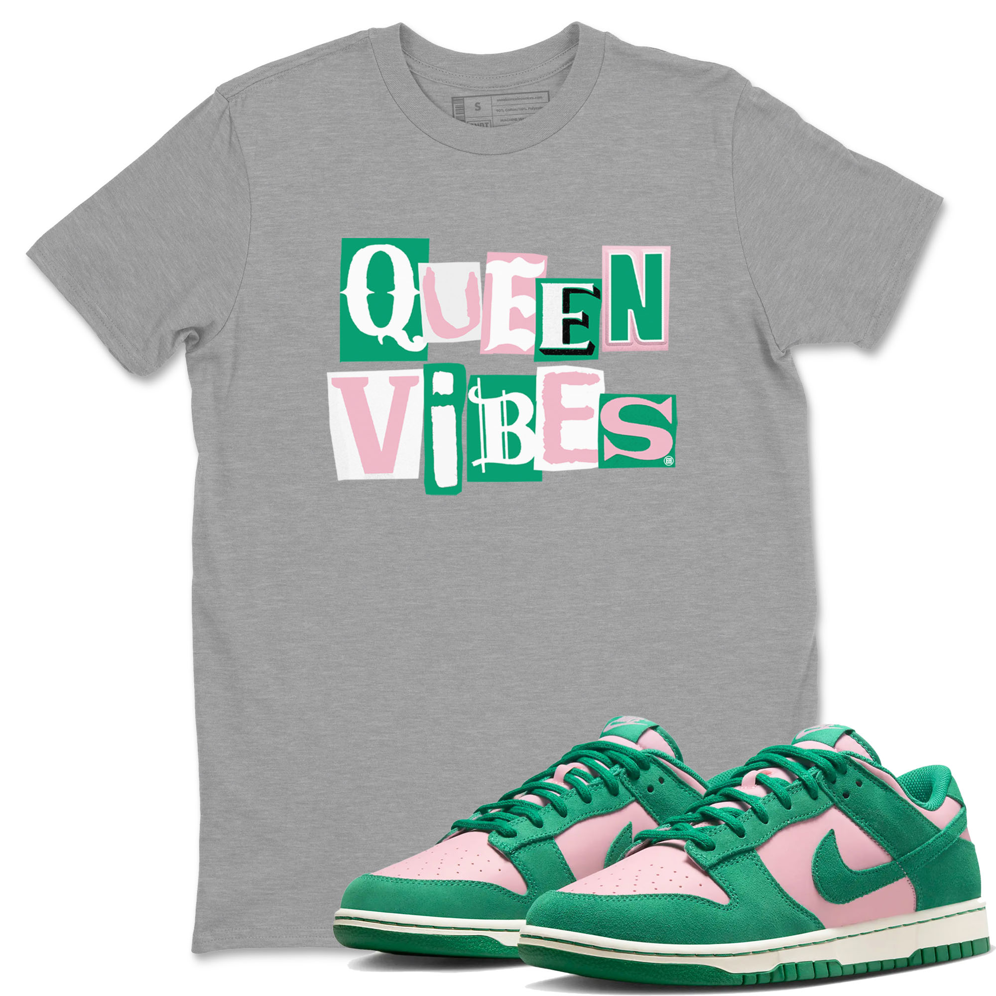 Dunk Low Medium Soft Pink Malachite shirt to match jordans Queen Vibes sneaker tees Dunks Medium Soft Pink Malachite Streetwear Brand Drip Gear Zone unisex cotton Heather Grey 1 crew neck shirt
