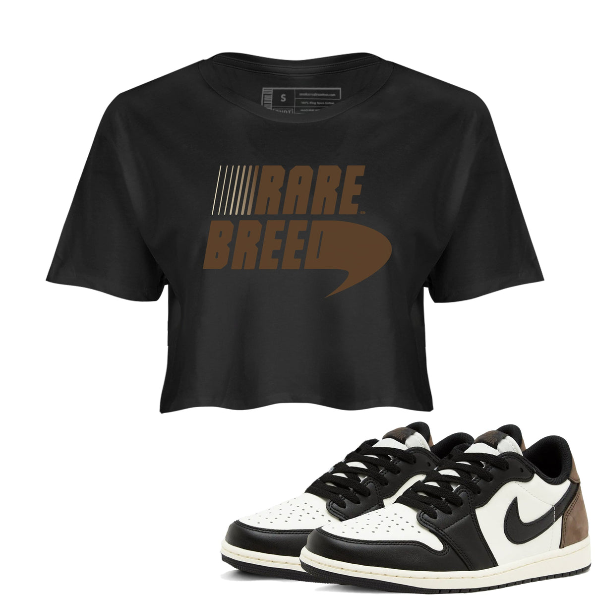 1s Mocha shirts to match jordans Rare Breed sneaker match tees Air Jordan 1 Mocha match shoes to clothes Drip Gear Zone unisex cotton Black 1 crop tee