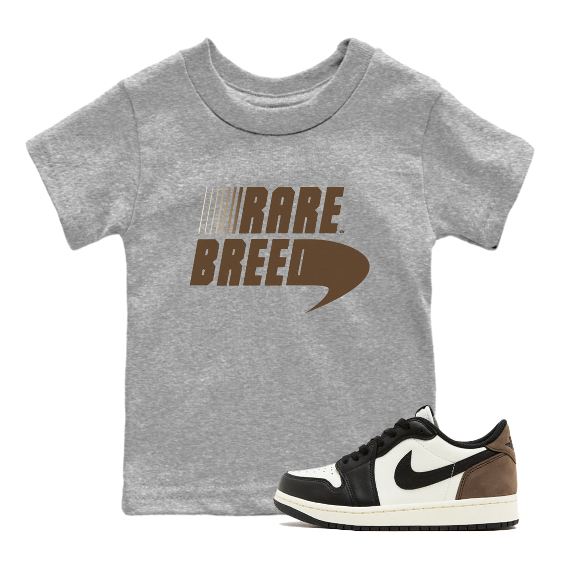 1s Mocha shirts to match jordans Rare Breed sneaker match tees Air Jordan 1 Mocha match shoes to clothes Drip Gear Zone Youth Baby Heather Grey 1 tee