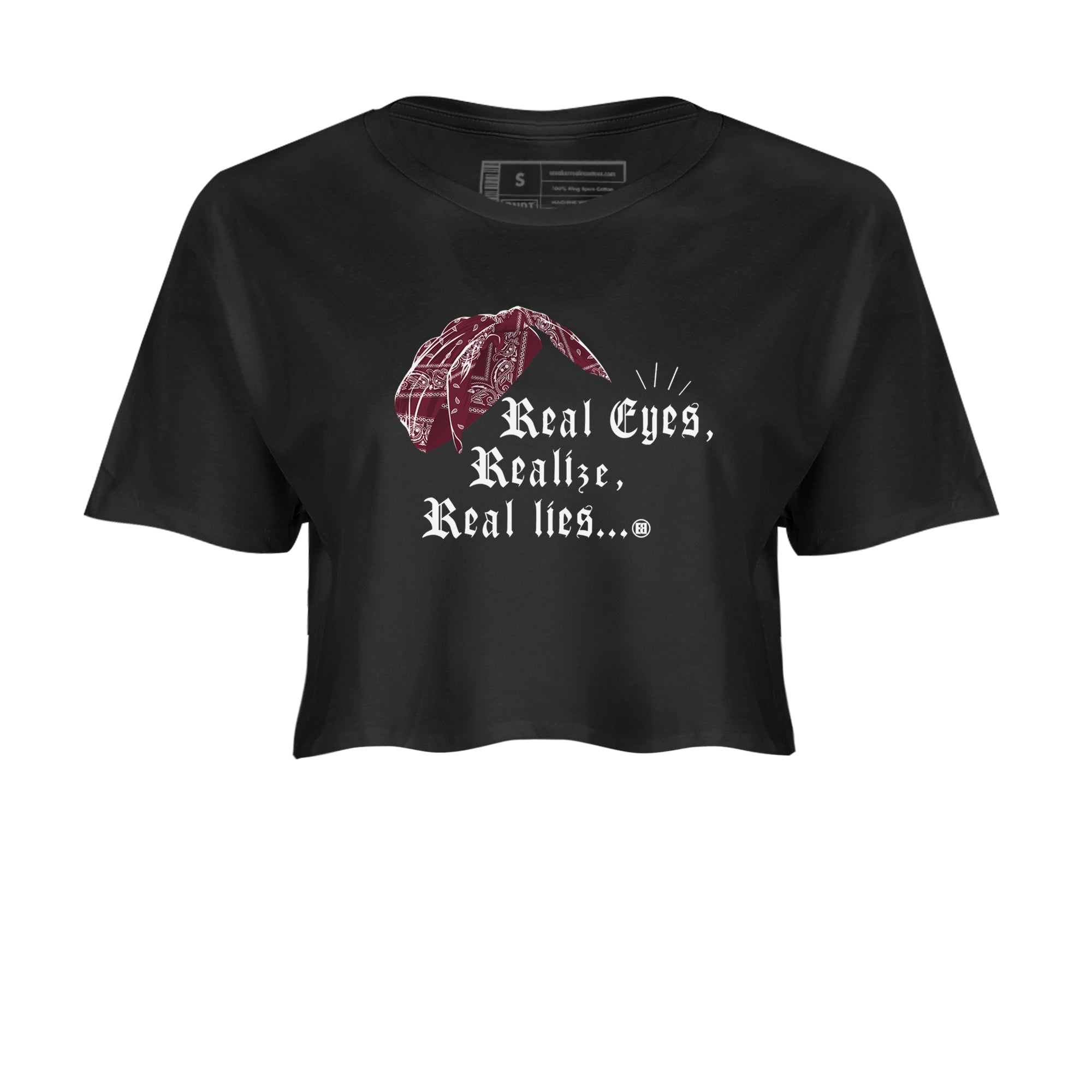 Air Jordan 1 High OG Metallic Burgundy shirts to match jordans Real Eyes Realize Real Lies sneaker match tees Air Jordan 1 Metallic Burgundy Drip Gear Zone streetwear brand Black 2 crop tee