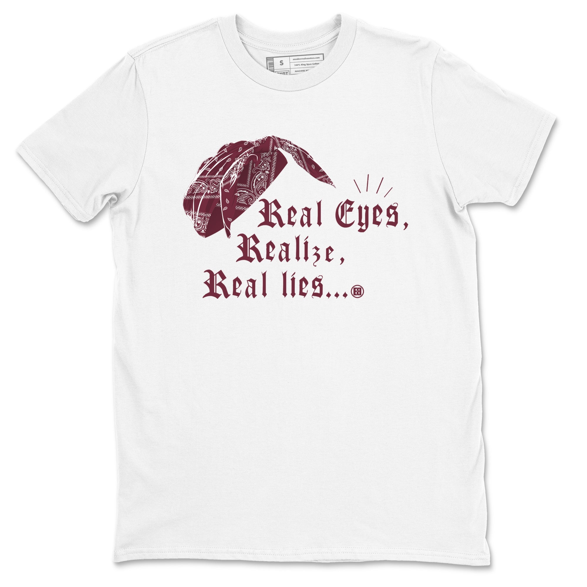 Air Jordan 1 High OG Metallic Burgundy shirts to match jordans Real Eyes Realize Real Lies sneaker match tees Air Jordan 1 Metallic Burgundy Drip Gear Zone streetwear brand White 2 unisex cotton tee