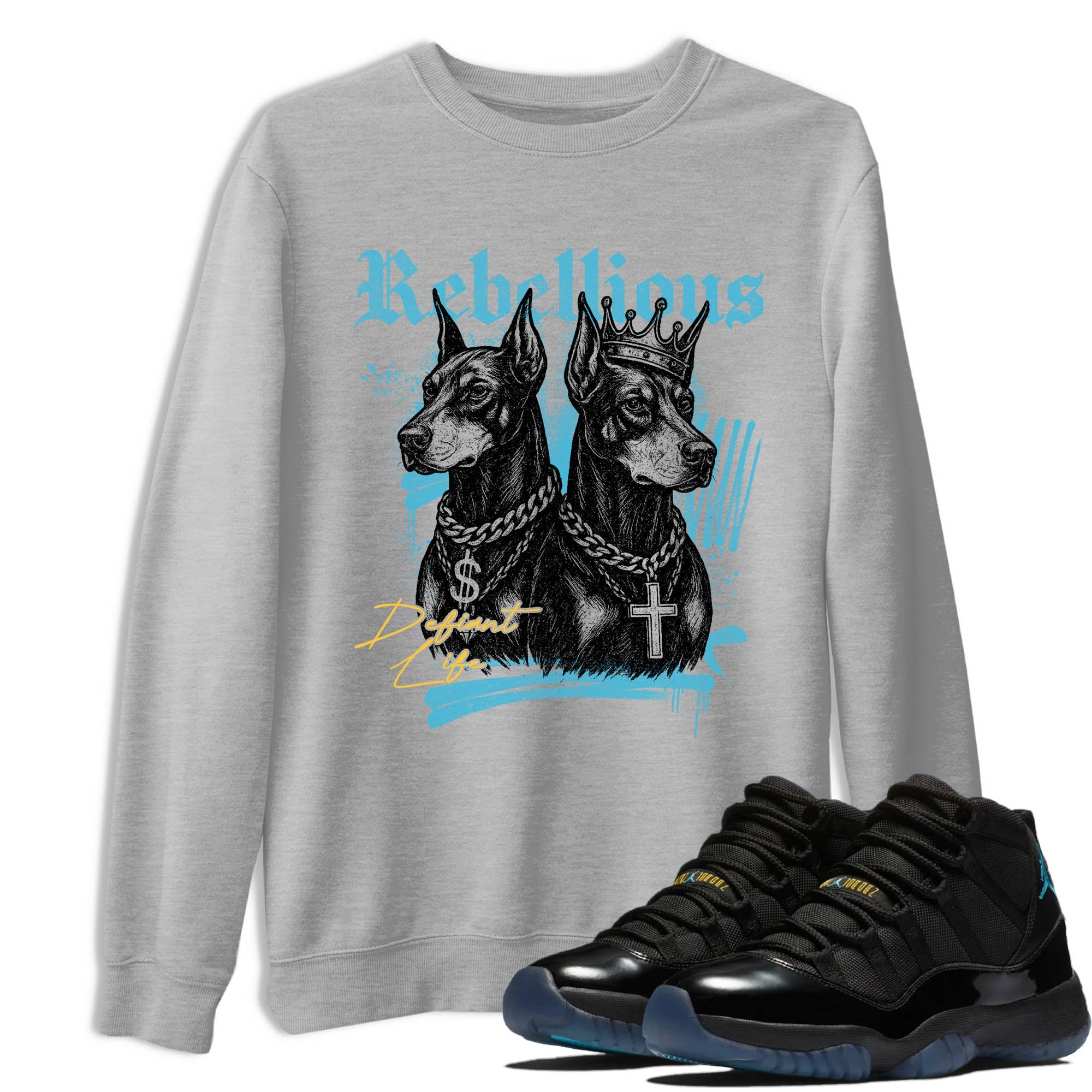 Sneaker Threads  Sneaker Tees To Match Air Jordan 11 Retro Gamma  Rebellious Graphic Tee Heather Grey 1. Perfect for Jordan releases 2025 colorways.