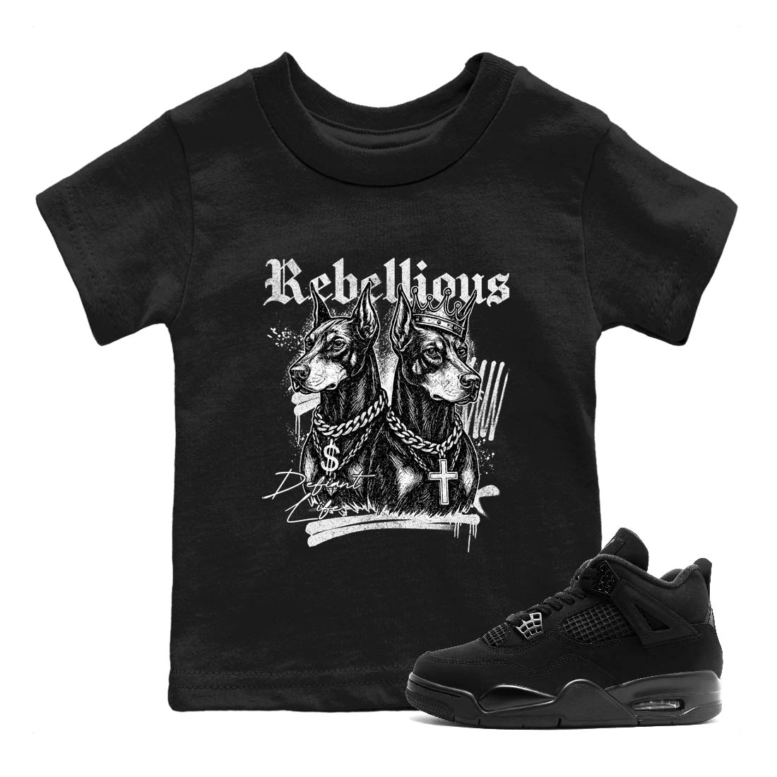 Sneaker Threads  Sneaker Tees To Match Air Jordan 4 Black Cat  Rebellious Youth Graphic Tee Black 1. Perfect for Jordan releases 2025 colorways.