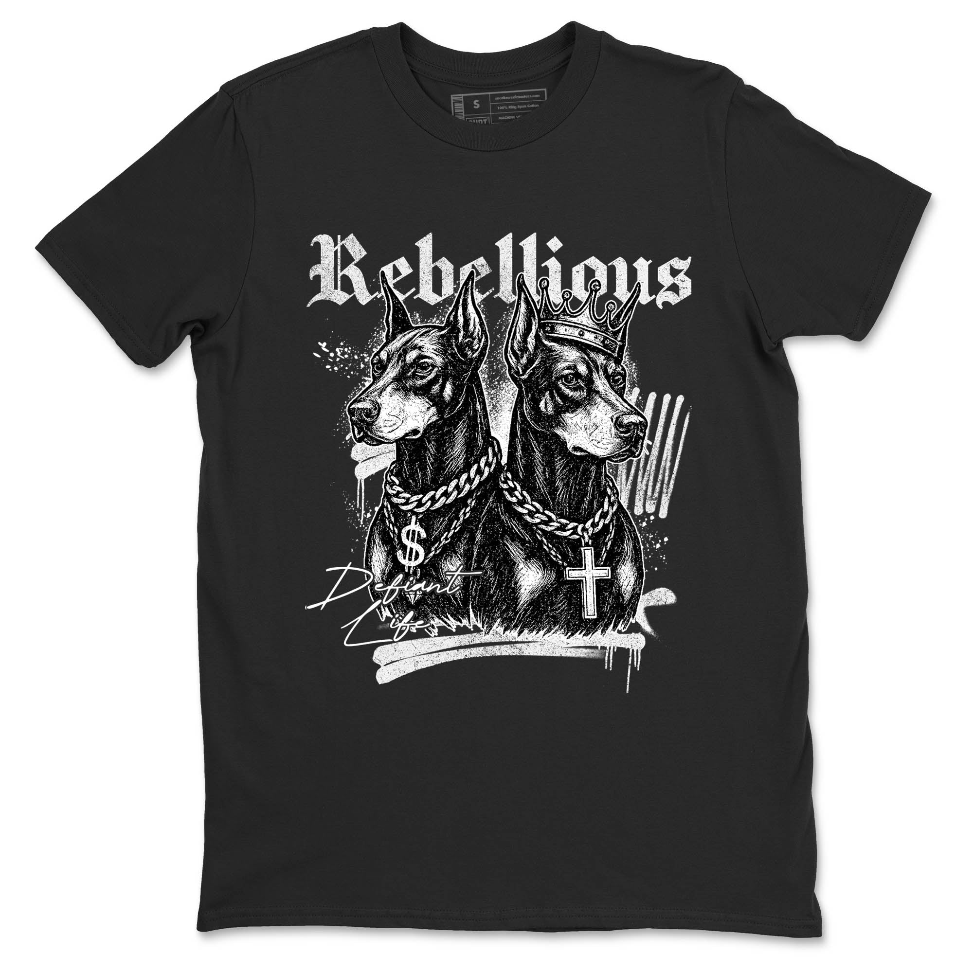 Sneaker Threads  Sneaker Tees To Match Air Jordan 4 Black Cat  Rebellious Graphic Tee Black 2. Perfect for Jordan releases 2025 colorways.