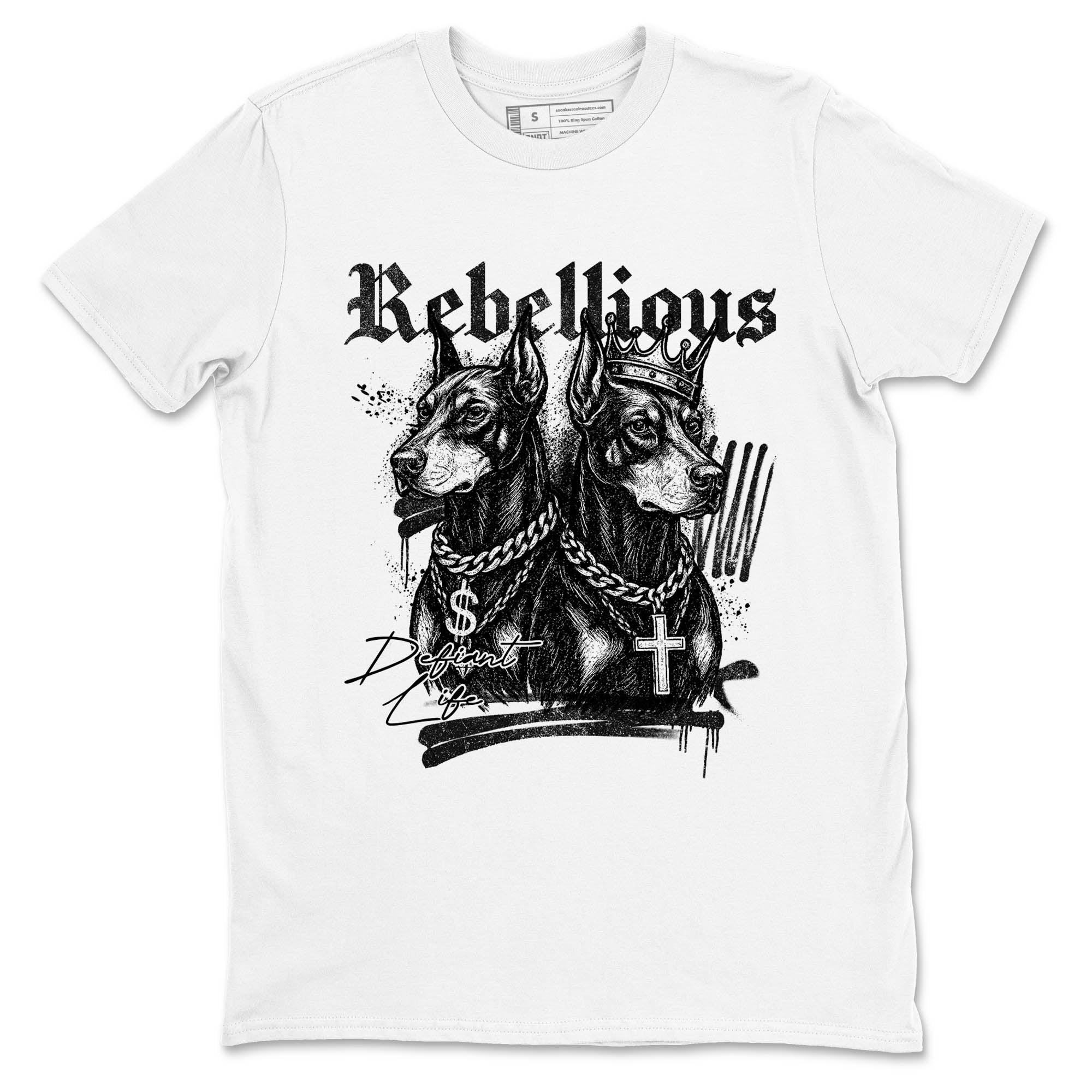 Sneaker Threads  Sneaker Tees To Match Air Jordan 4 Black Cat  Rebellious Graphic Tee White 2. Perfect for Jordan releases 2025 colorways.